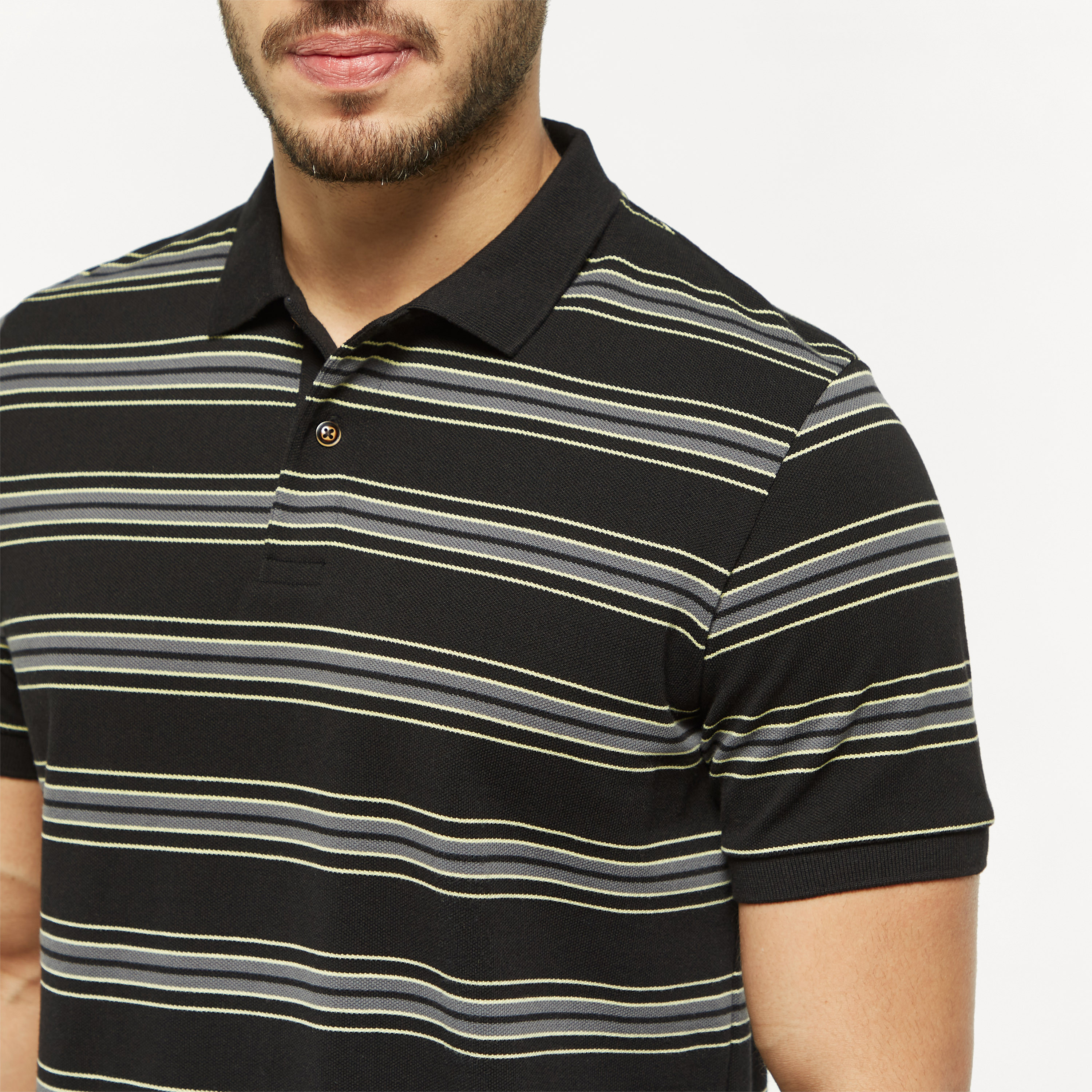 Striped Polo T-shirt with Short Sleeves-men-clothing-tshirtsandpolos-polos-image-8