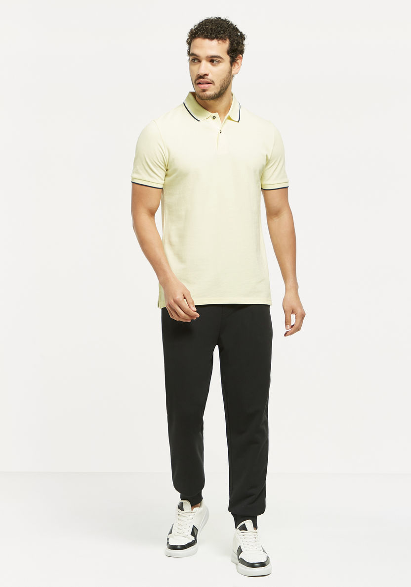 Buy Solid Polo T-shirt with Short Sleeves and Tipping Detail | Splash UAE