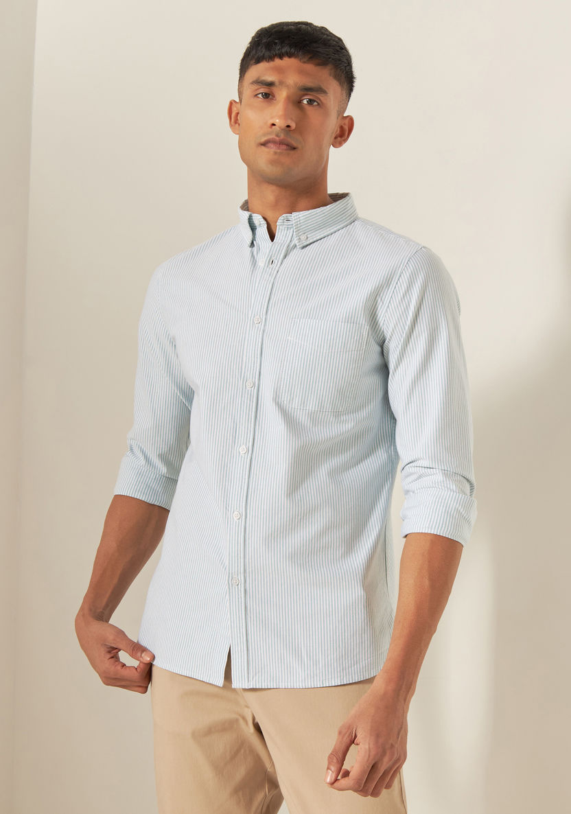 Buy Men's Striped Shirt with Button Down Collar and Pocket Online ...