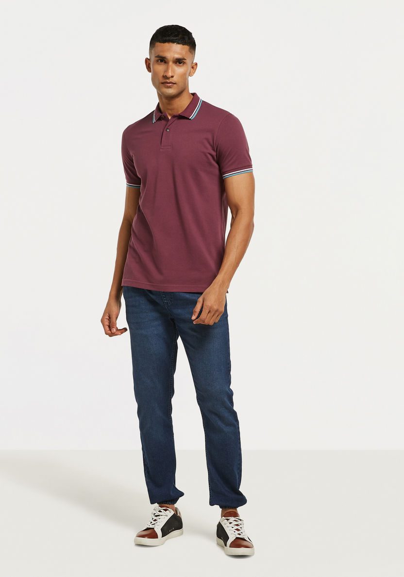 Buy Solid Polo T-shirt with Short Sleeves and Button Closure | Splash KSA