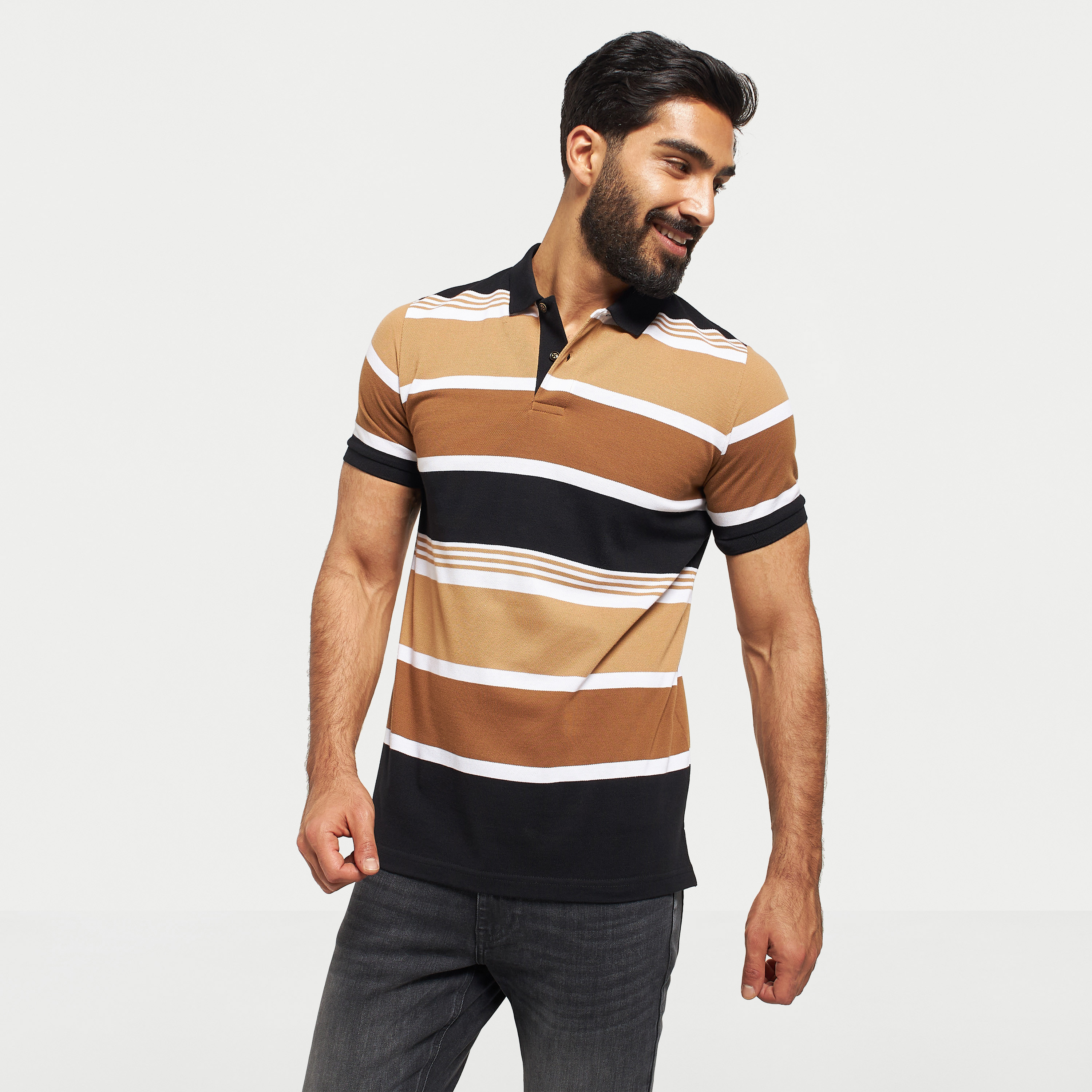 Buy Striped Polo T shirt with Short Sleeves Splash UAE