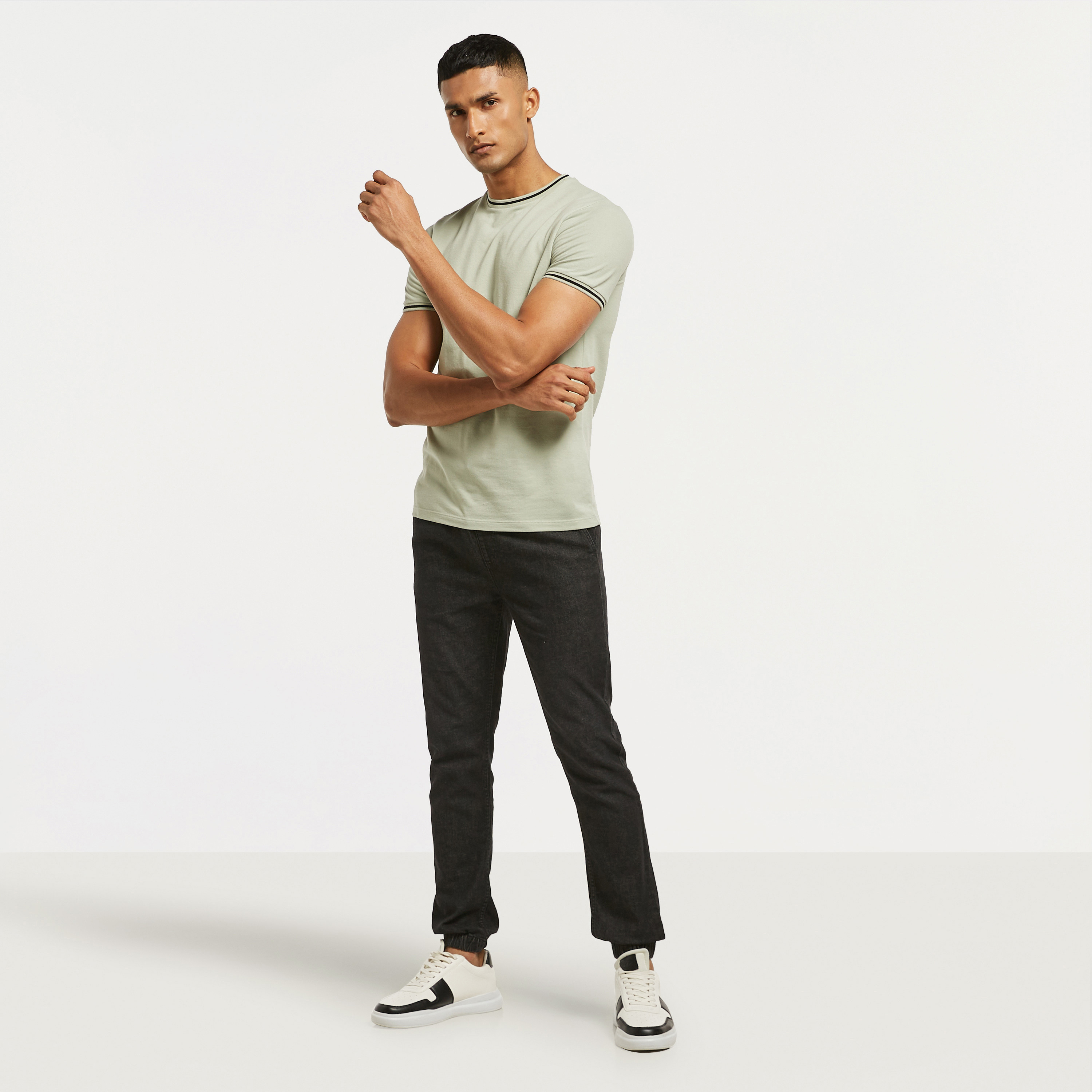 Solid Crew Neck T-shirt with Short Sleeves and Tipping Detail-men-clothing-tshirtsandpolos-tshirts-image-10