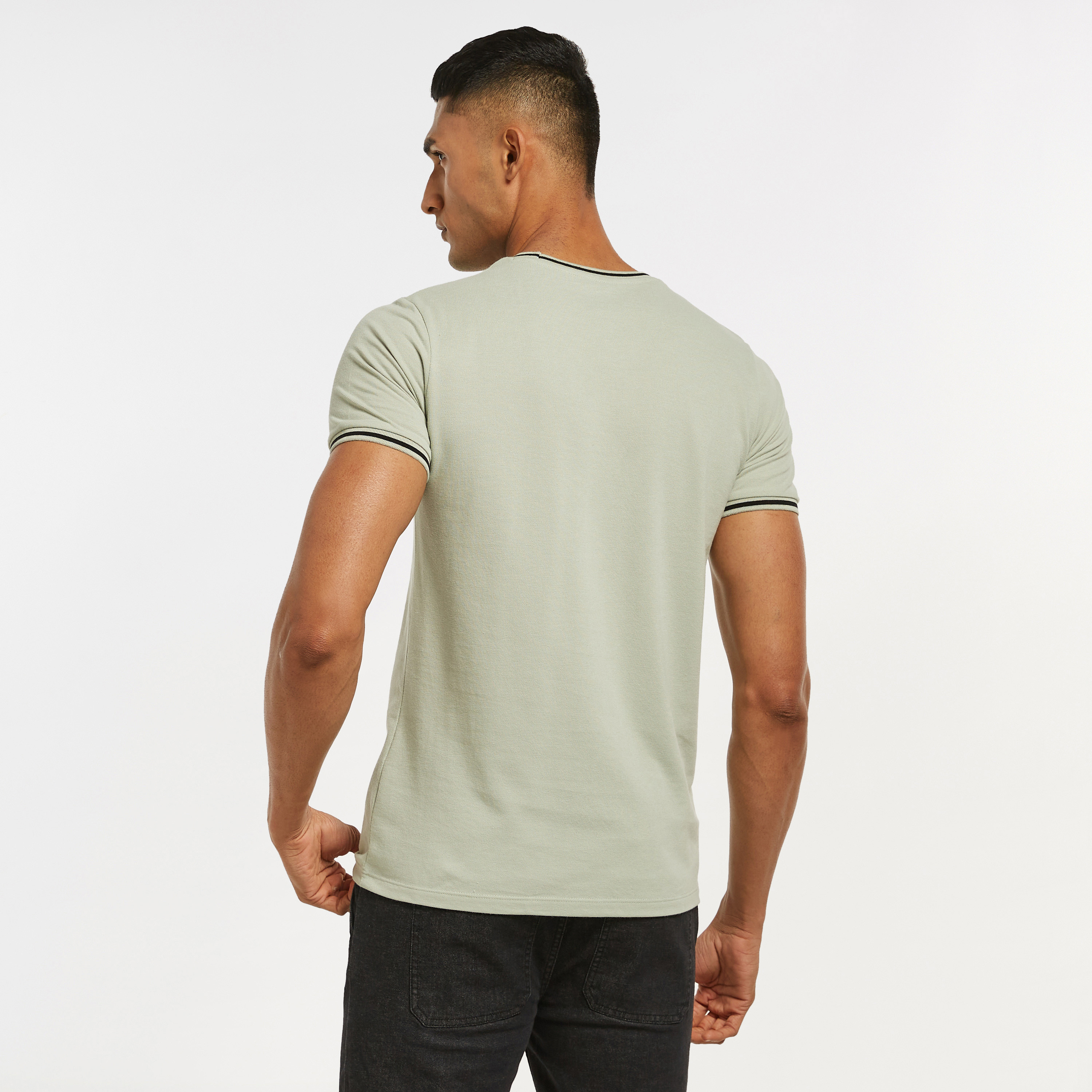 Solid Crew Neck T-shirt with Short Sleeves and Tipping Detail-men-clothing-tshirtsandpolos-tshirts-image-11