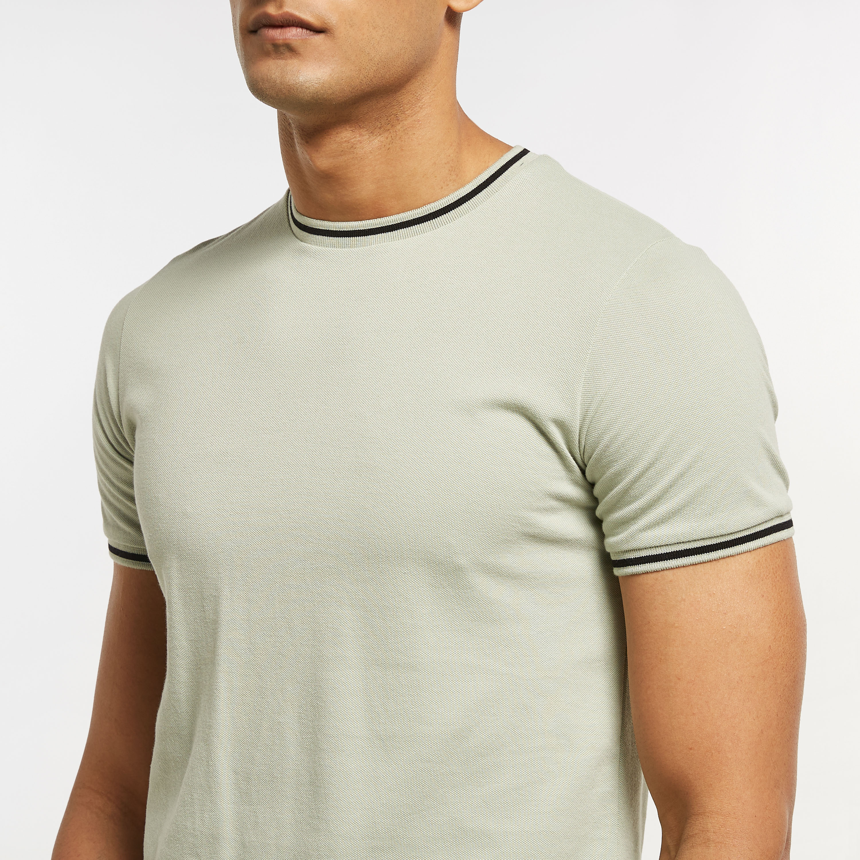 Solid Crew Neck T-shirt with Short Sleeves and Tipping Detail-men-clothing-tshirtsandpolos-tshirts-image-12