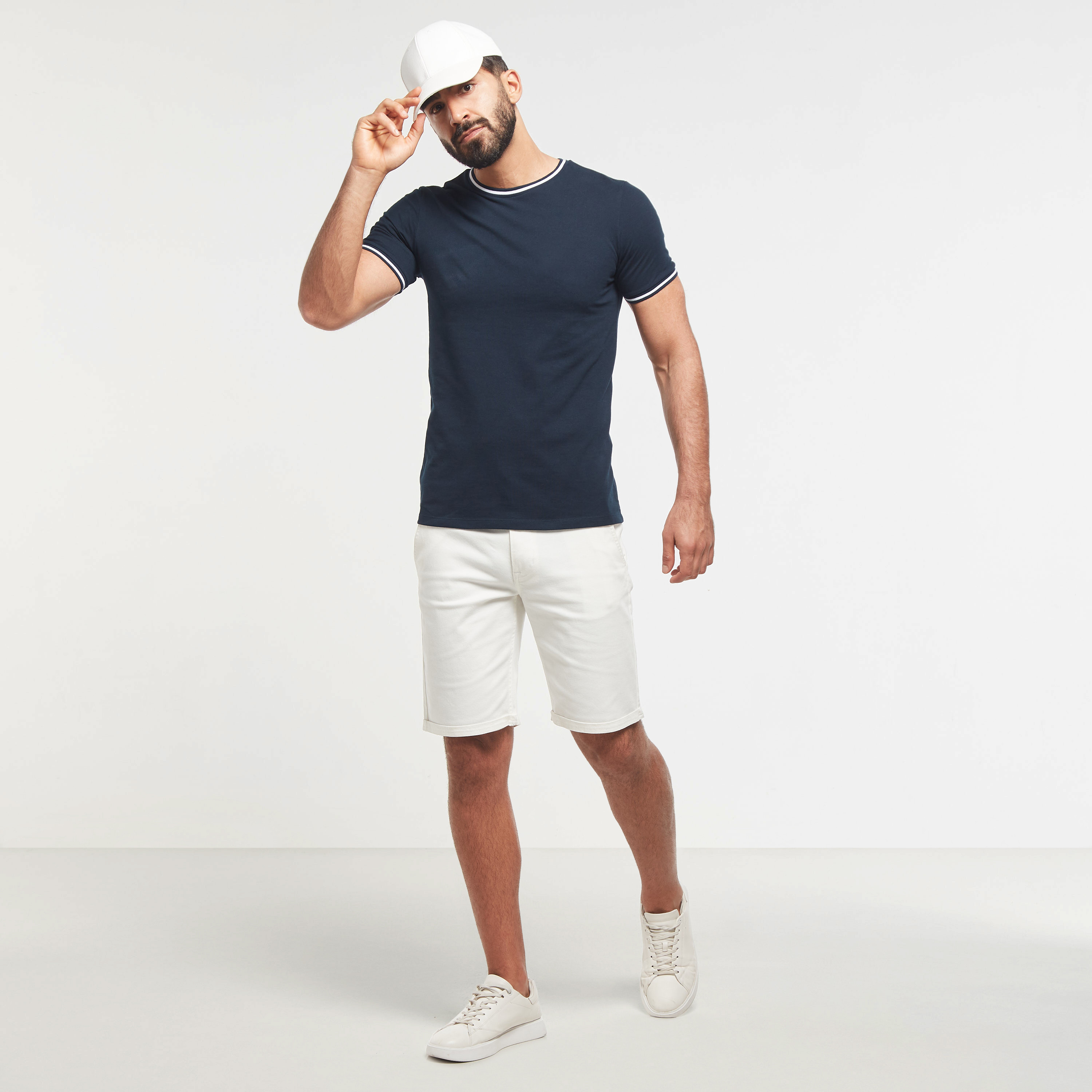 Solid Crew Neck T-shirt with Short Sleeves and Tipping Detail-men-clothing-tshirtsandpolos-tshirts-image-6