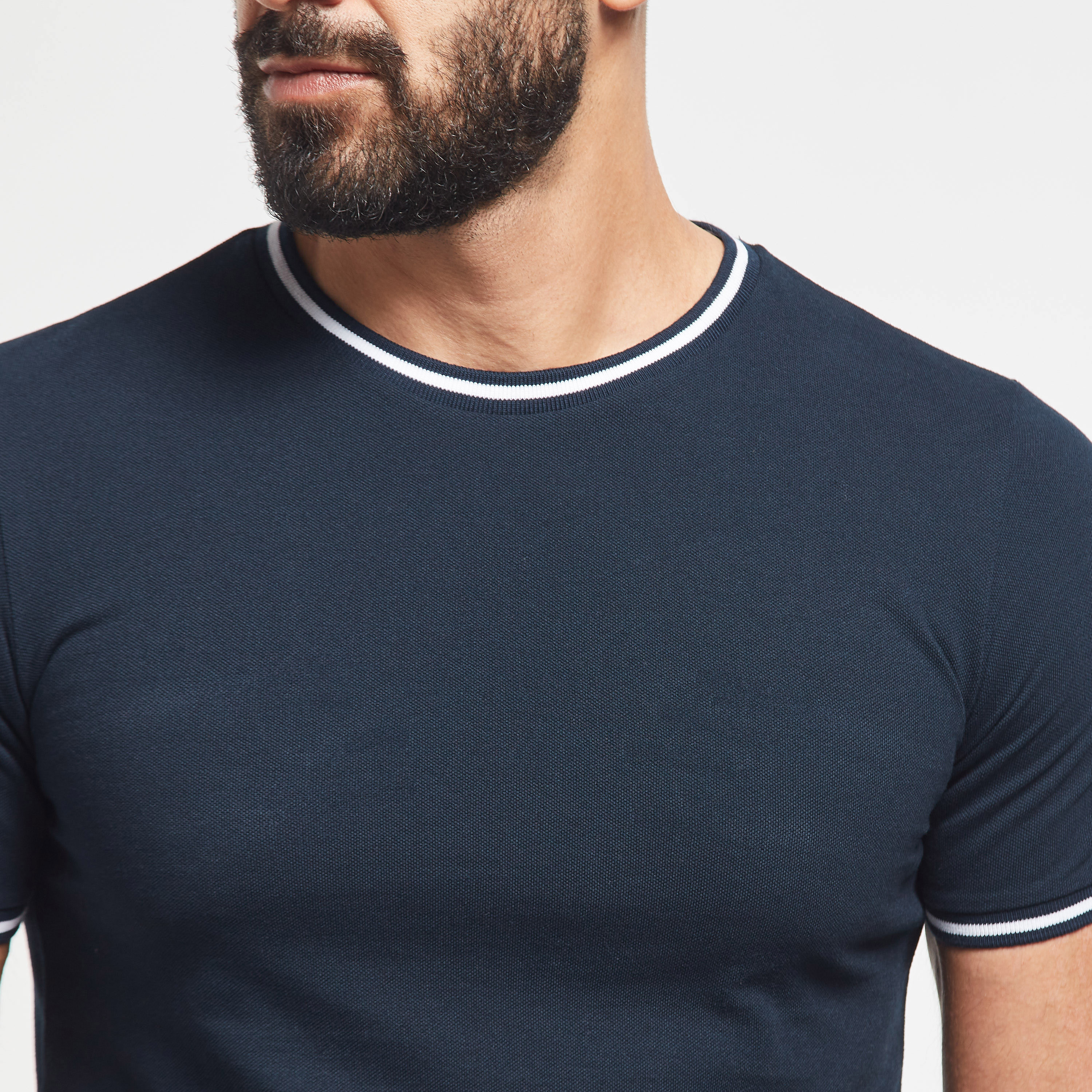 Solid Crew Neck T-shirt with Short Sleeves and Tipping Detail-men-clothing-tshirtsandpolos-tshirts-image-8