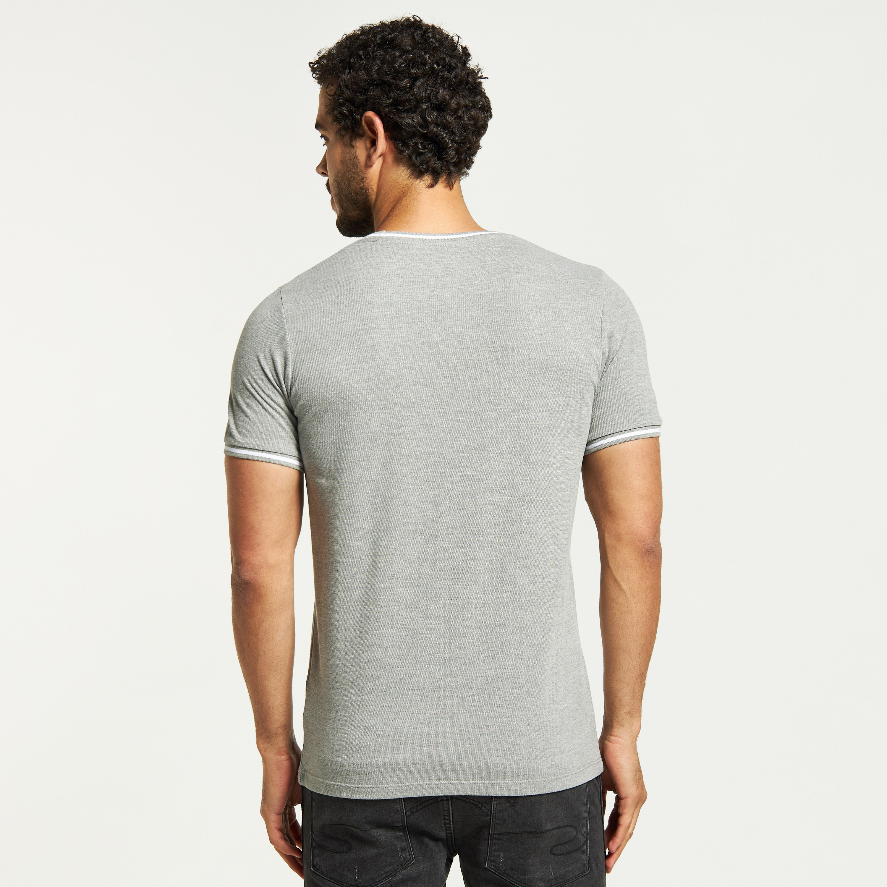 Solid Crew Neck T-shirt with Short Sleeves and Tipping Detail-men-clothing-tshirtsandpolos-tshirts-image-3