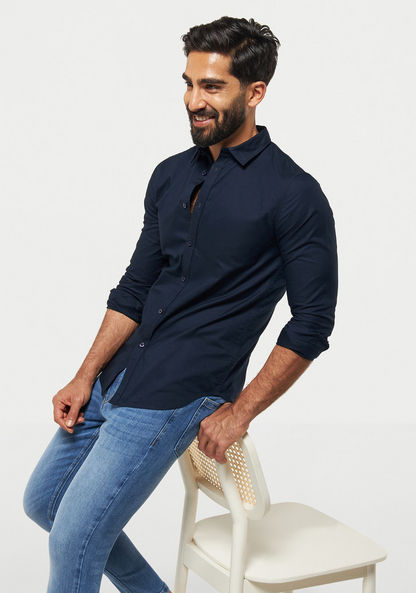 Buy Men's Solid Oxford Shirt with Long Sleeves Online | Centrepoint UAE