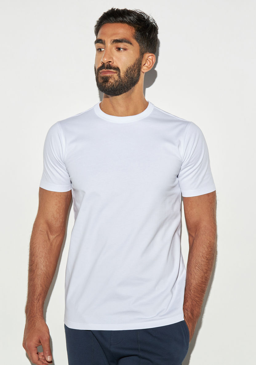 Buy Solid Crew Neck T-shirt with Short Sleeves | Splash UAE
