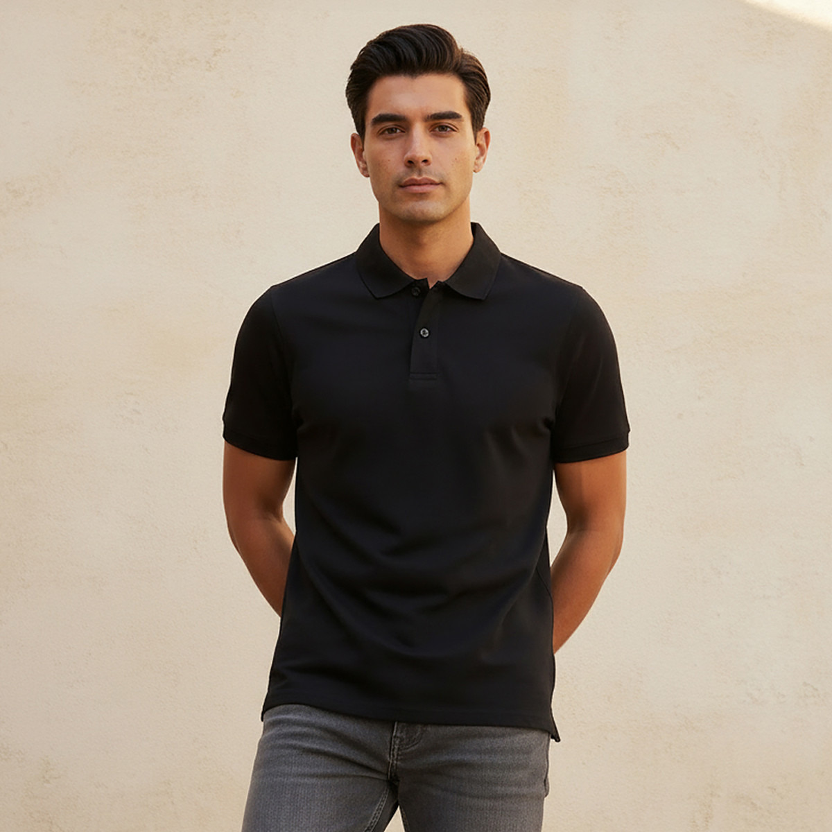 Jersey Polo T-shirt with Short Sleeves-men-clothing-tshirtsandpolos-polos-image-1