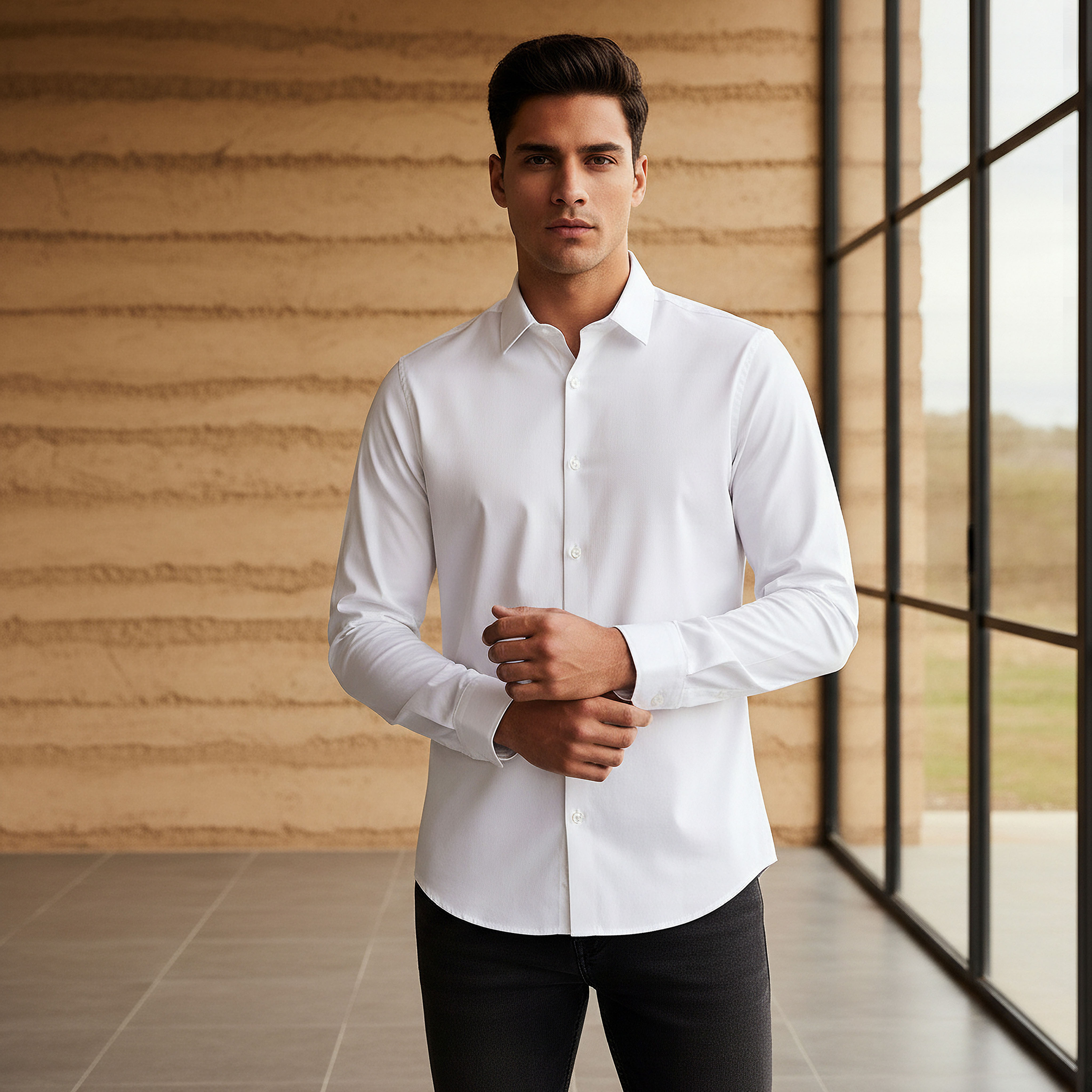 Oxford Shirt with Long Sleeves-men-clothing-shirts-image-1