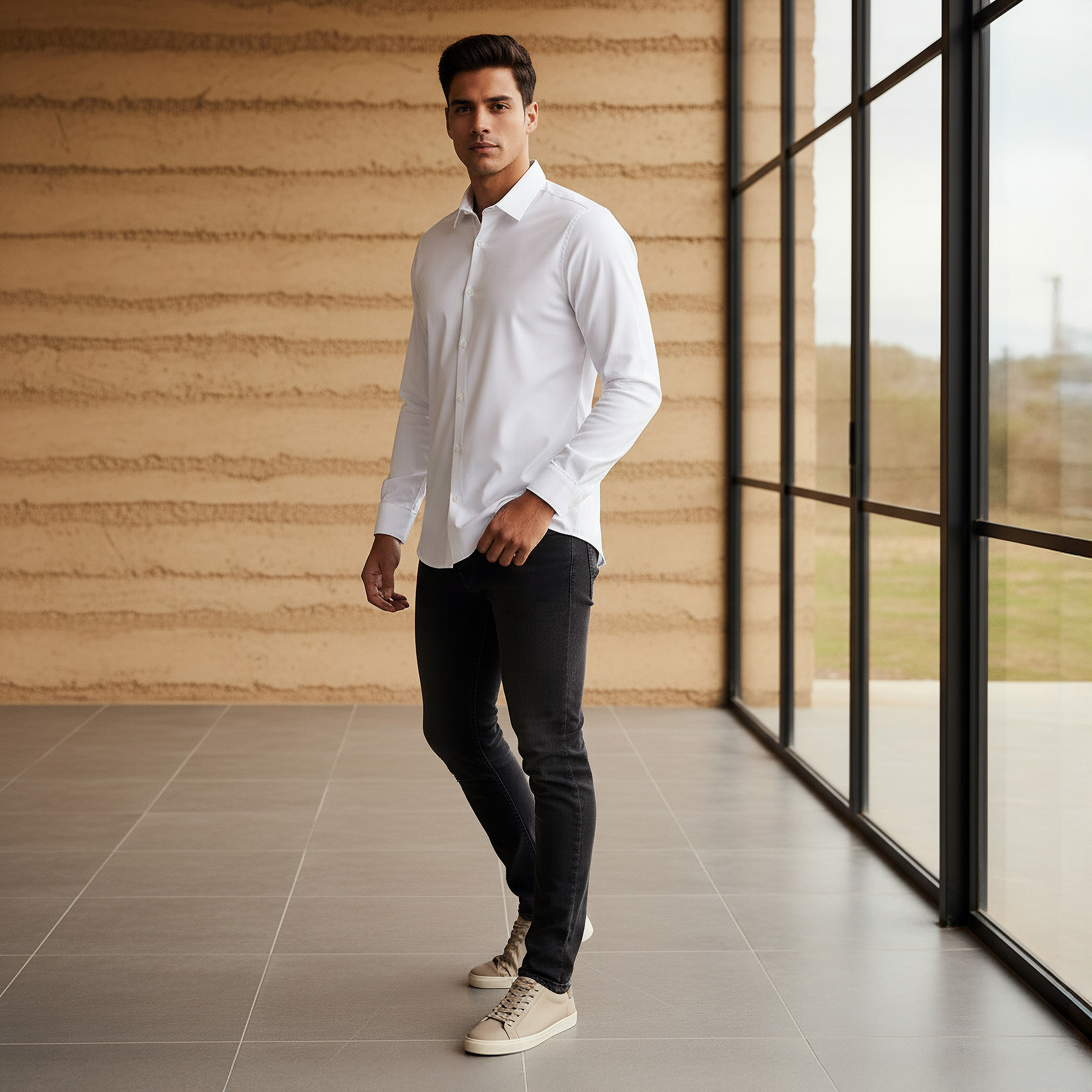 Oxford Shirt with Long Sleeves-men-clothing-shirts-image-2