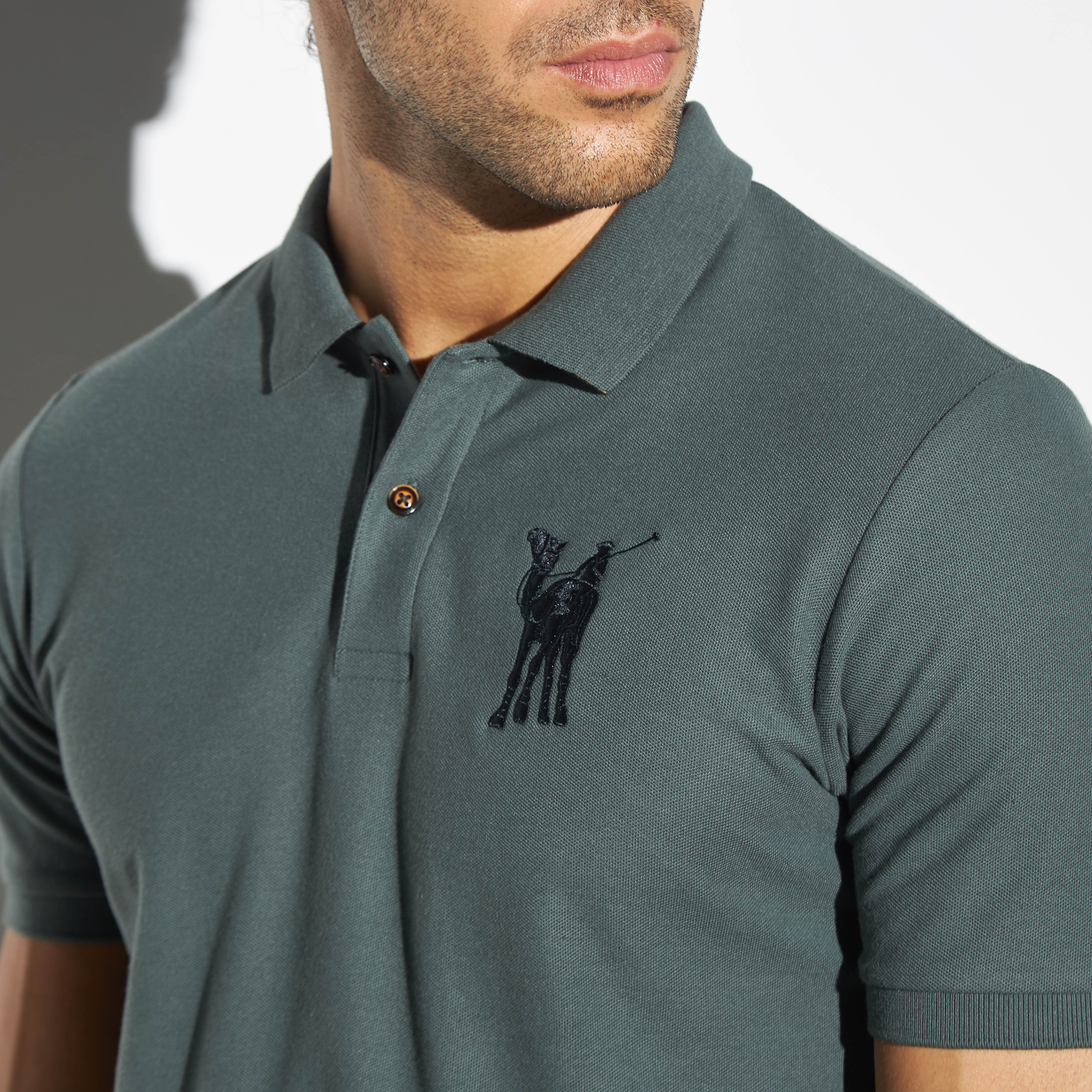 Logo Embroidered Polo T shirt with Short Sleeves