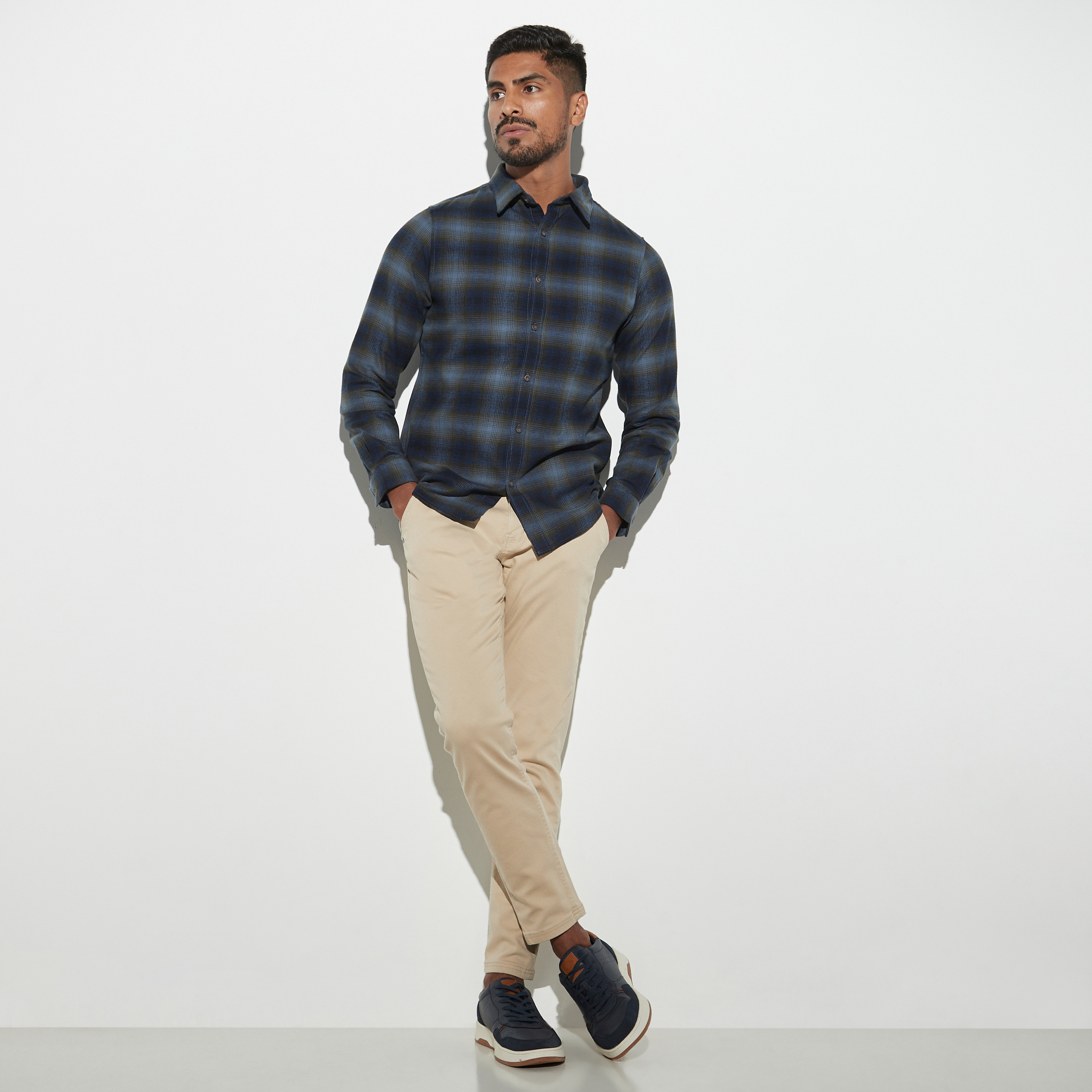 All-Over Checked Shirt with Long Sleeves-men-clothing-shirts-image-2