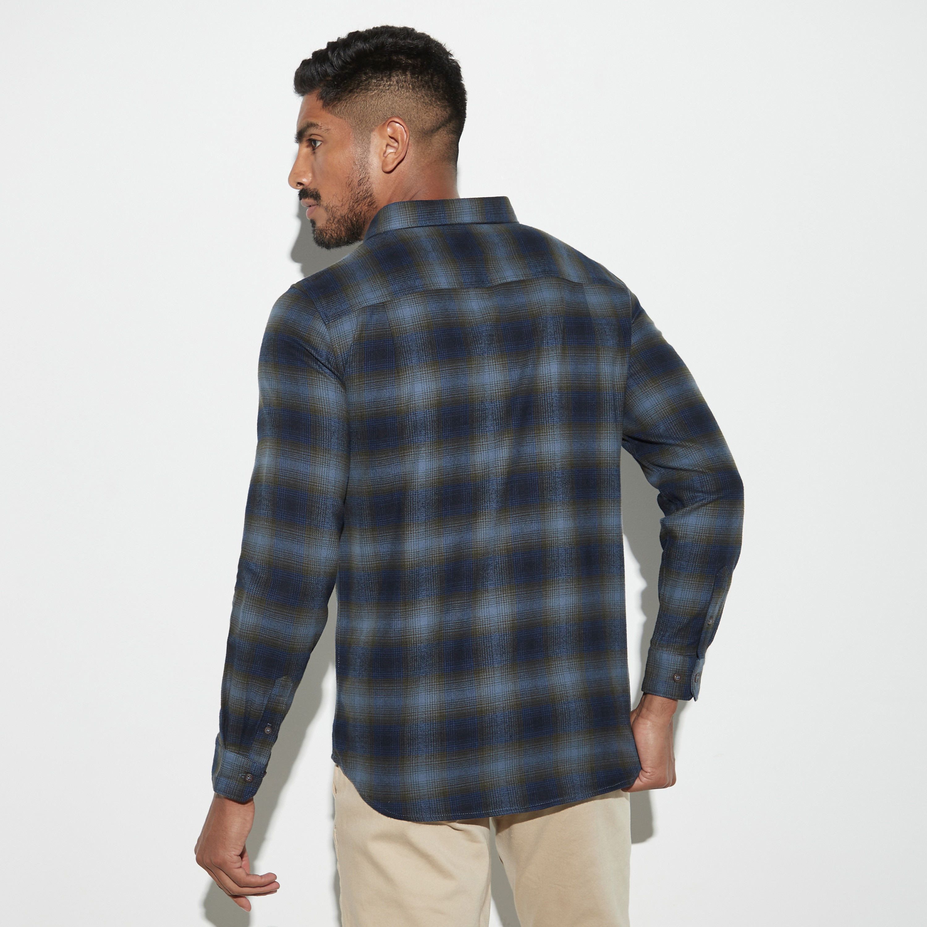 All-Over Checked Shirt with Long Sleeves-men-clothing-shirts-image-3