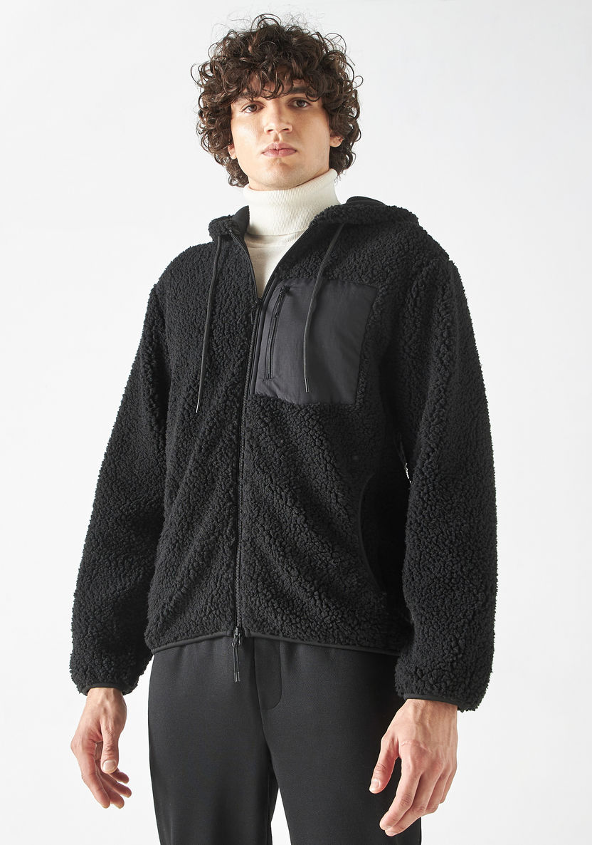 Buy Men's Textured Zip Through Jacket with Hood and Pocket Online ...