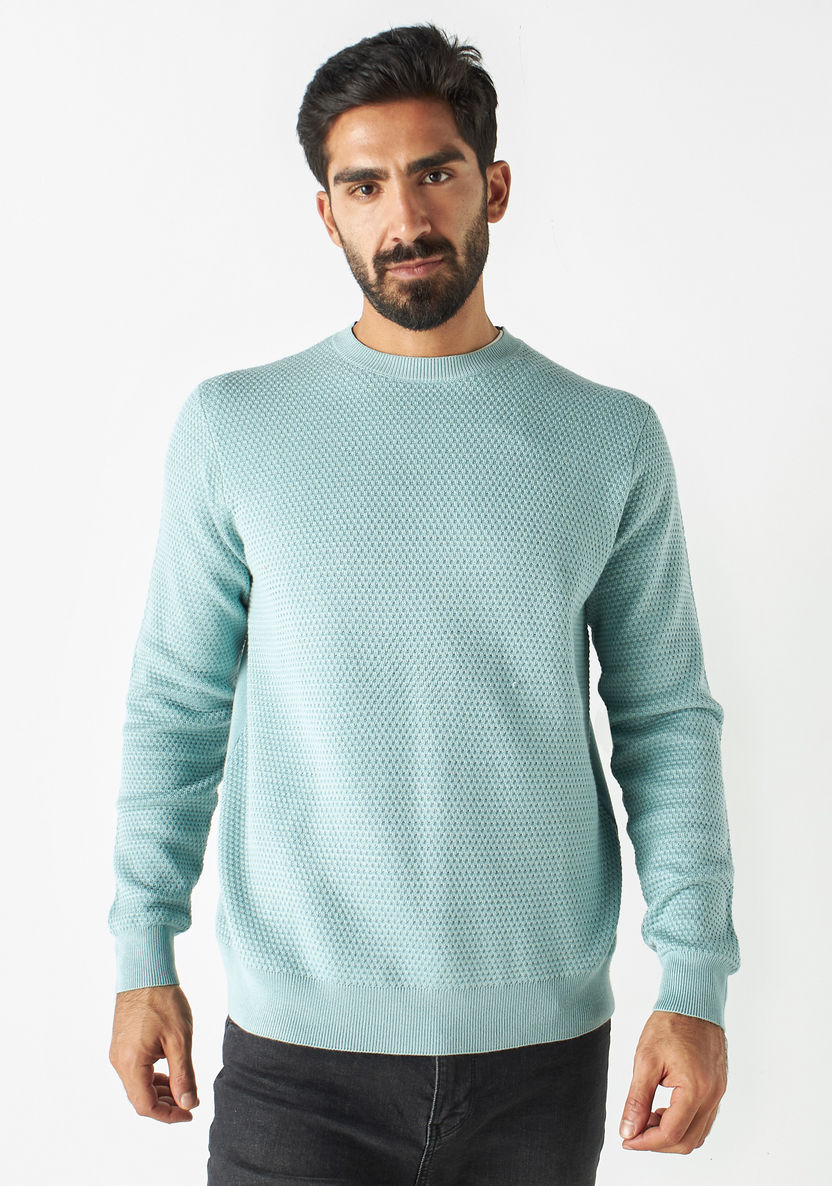 Buy Textured Pullover with Crew Neck and Long Sleeves | Splash KSA