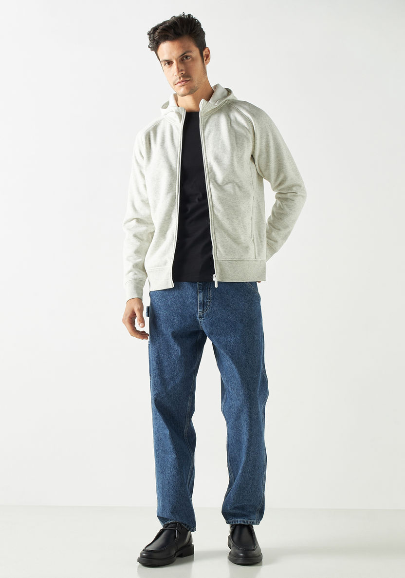 Buy Men's Solid Zip Through Hoodie with Long Raglan Sleeves and Pockets ...