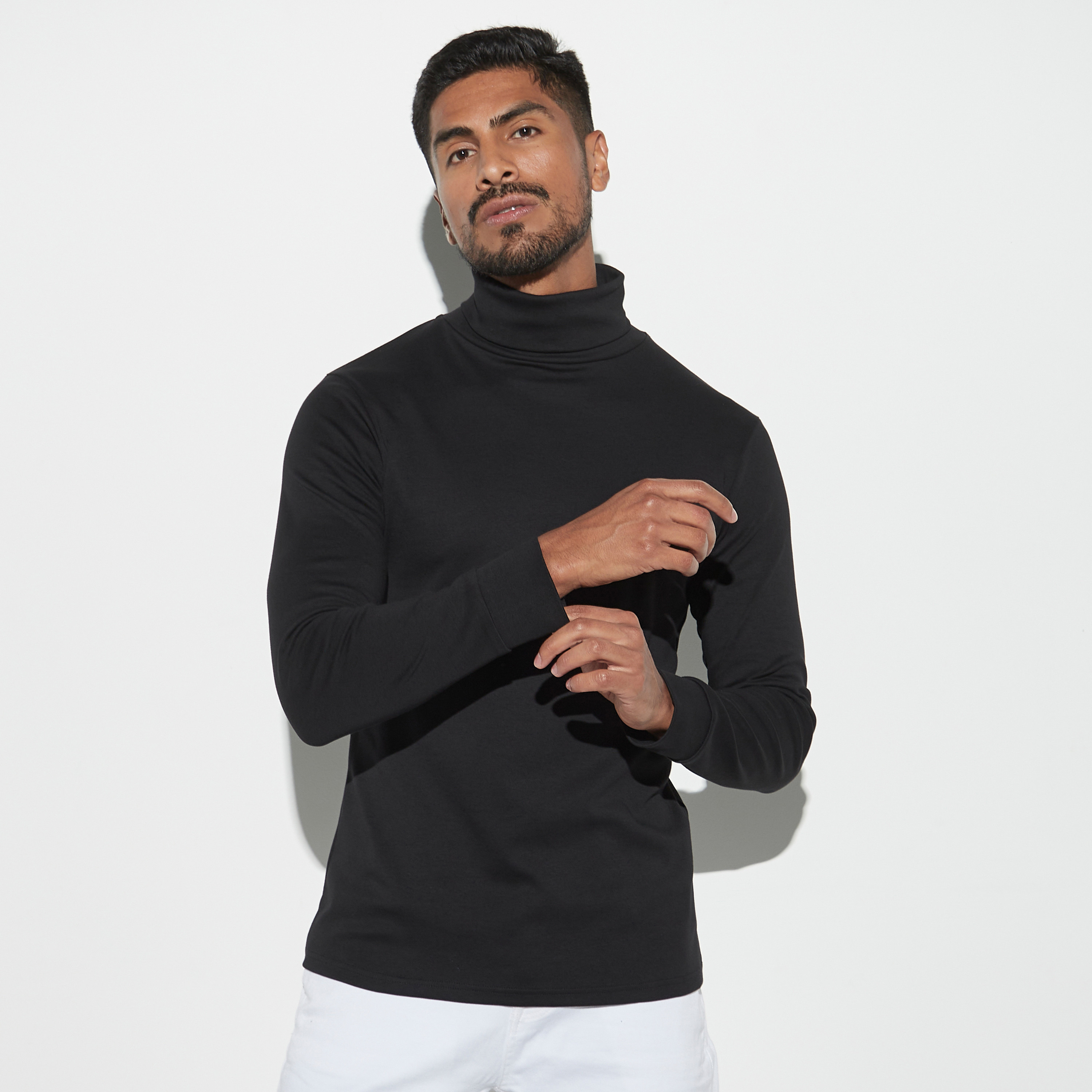 Mock neck long sleeve tee online