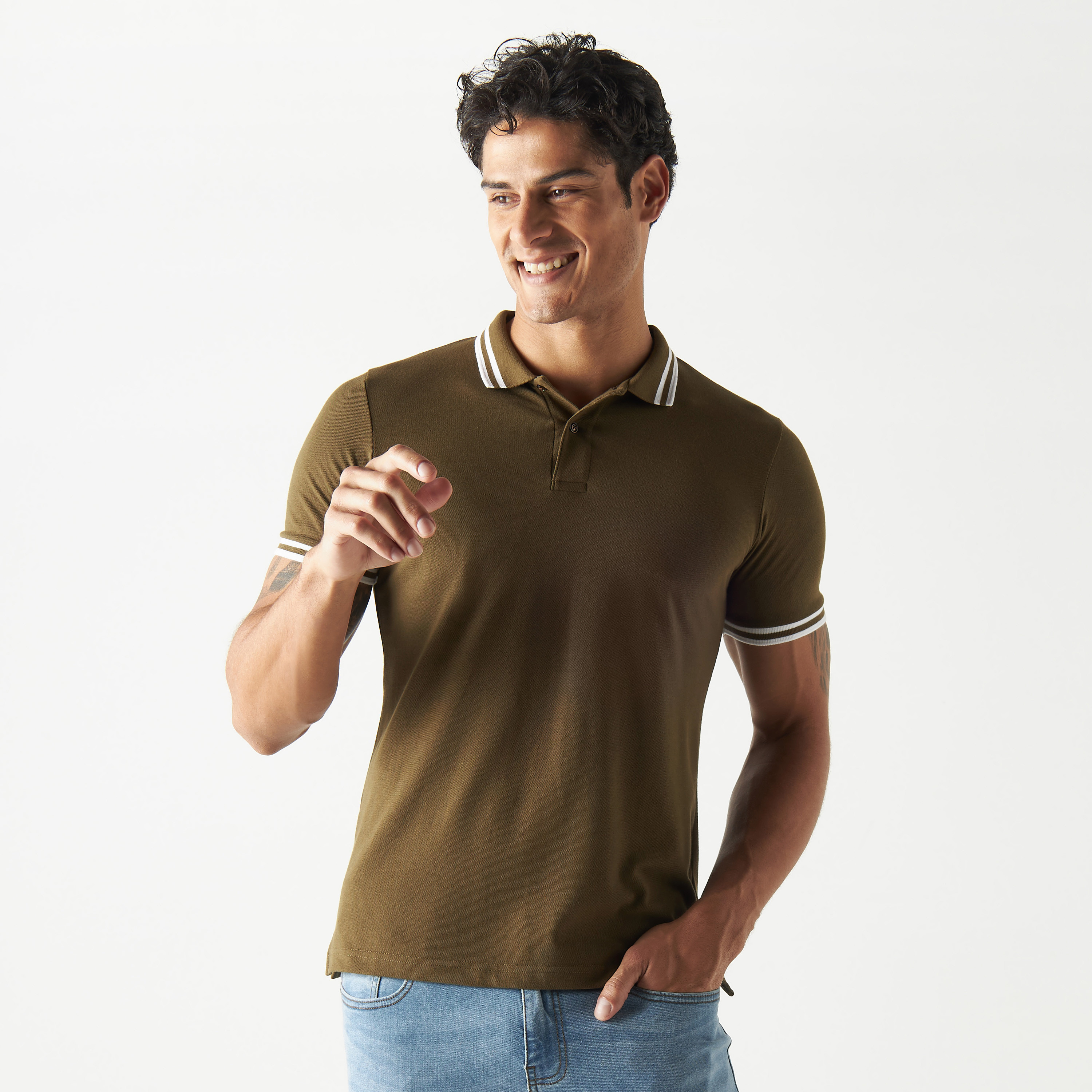 Tipping Detail Polo T-shirt with Short Sleeves-men-clothing-tshirtsandpolos-polos-image-1