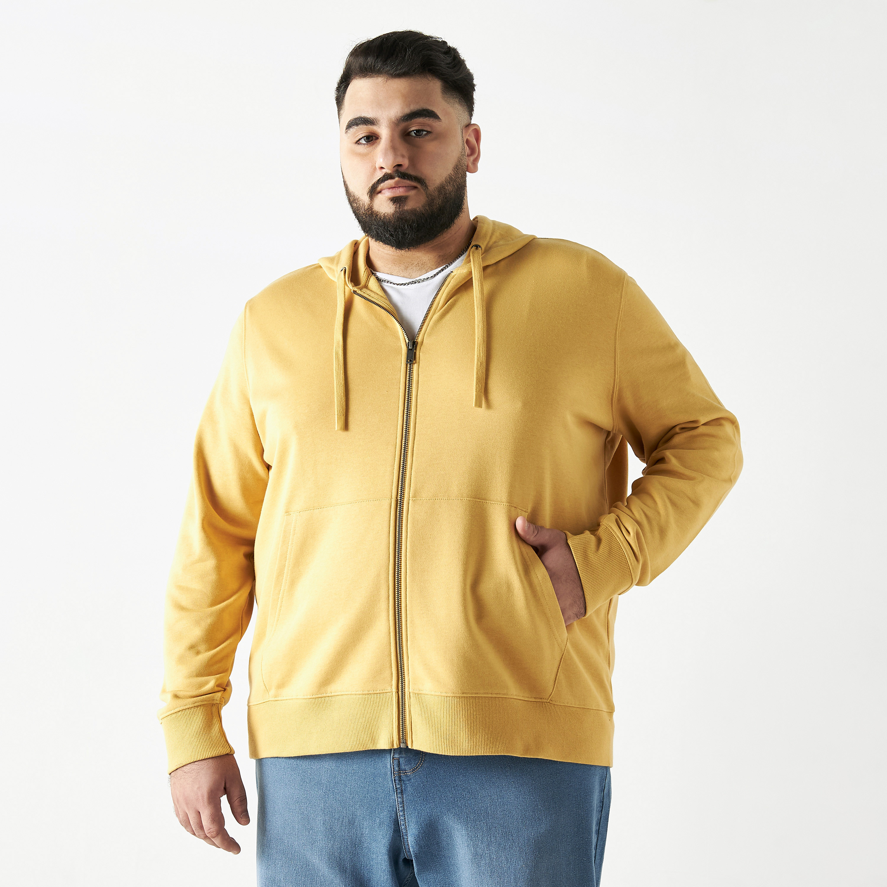 Mustard zip up hoodie on sale