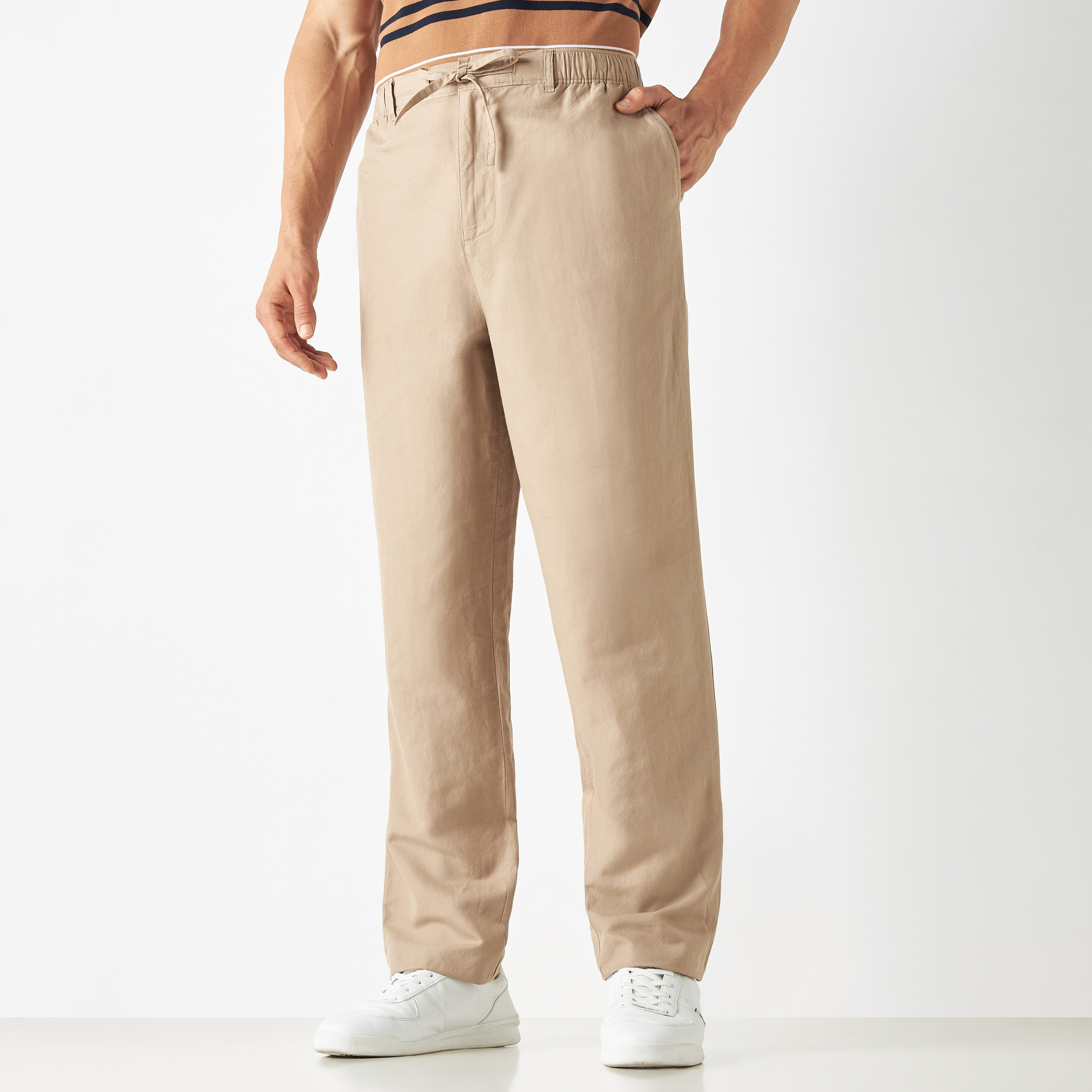 Linen Blend Pants with Button Closure and Pockets-men-clothing-bottoms-joggers-image-11