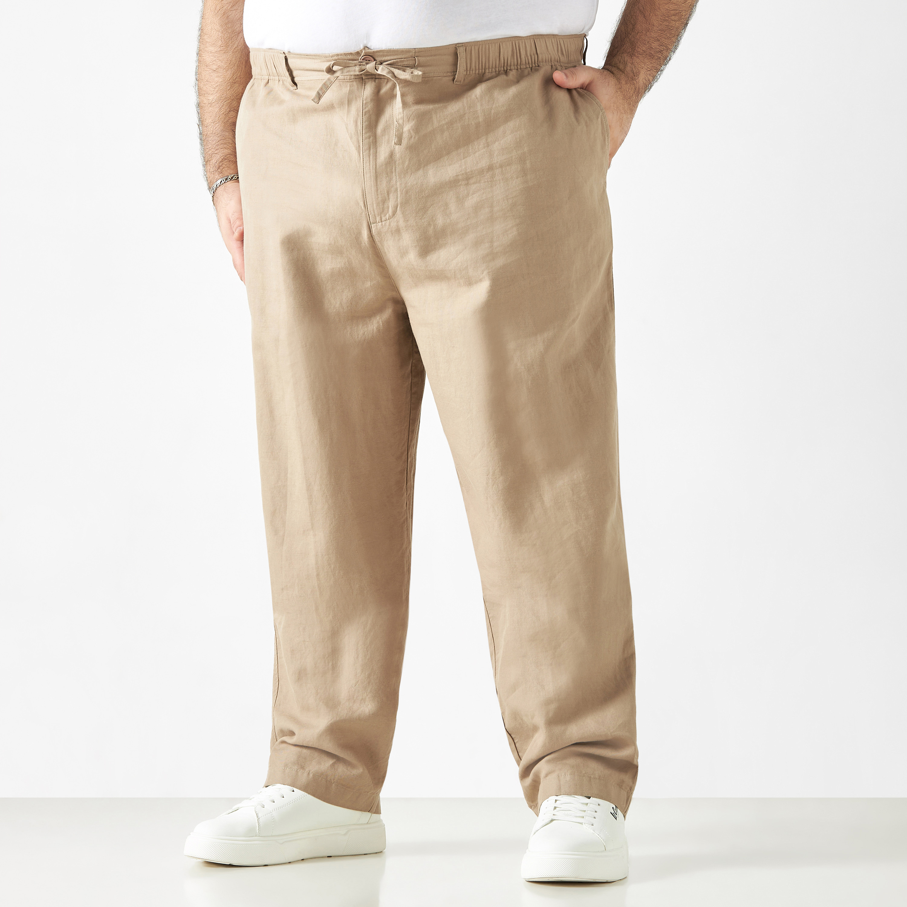 Linen Blend Pants with Button Closure and Pockets-men-clothing-bottoms-joggers-image-12
