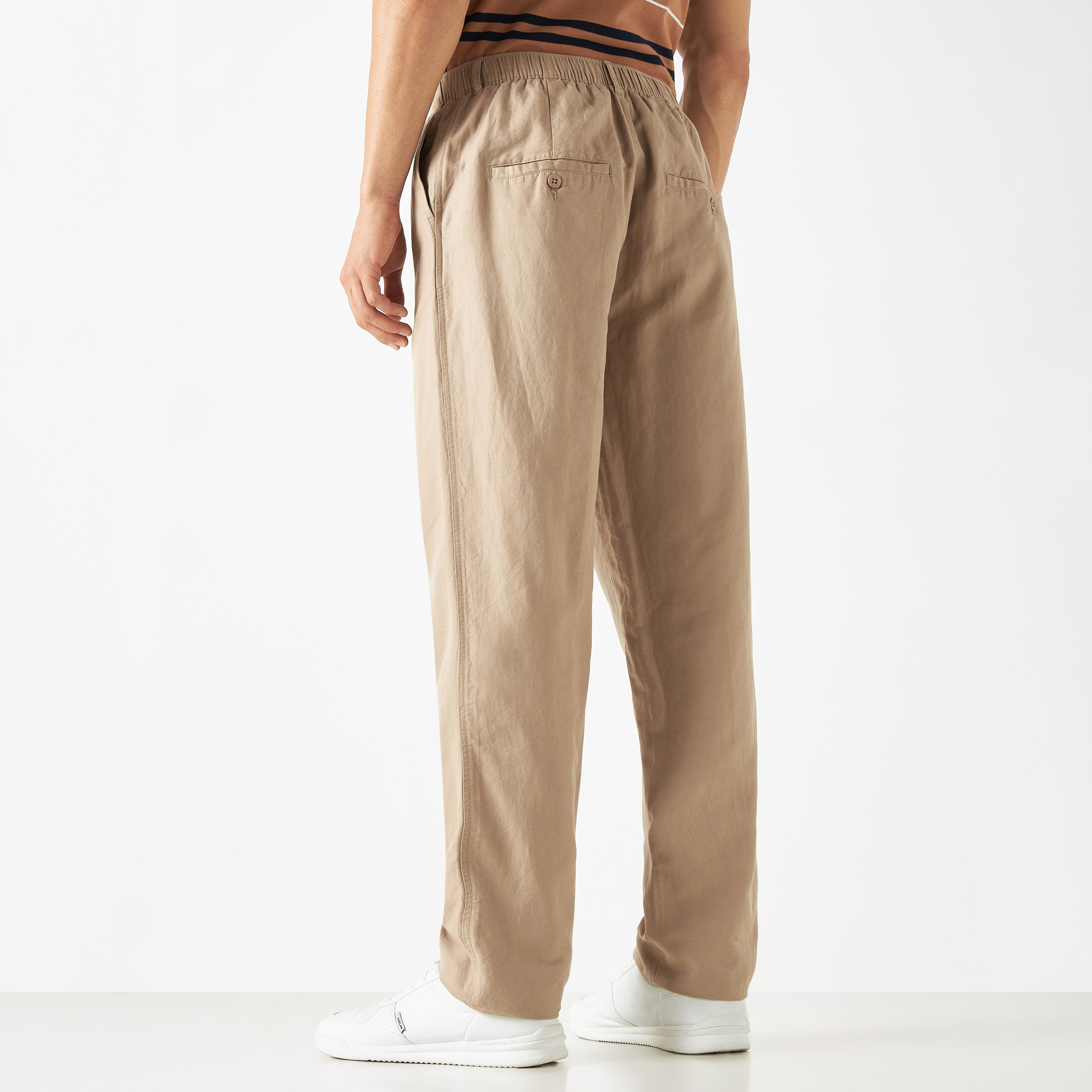 Linen Blend Pants with Button Closure and Pockets-men-clothing-bottoms-joggers-image-14