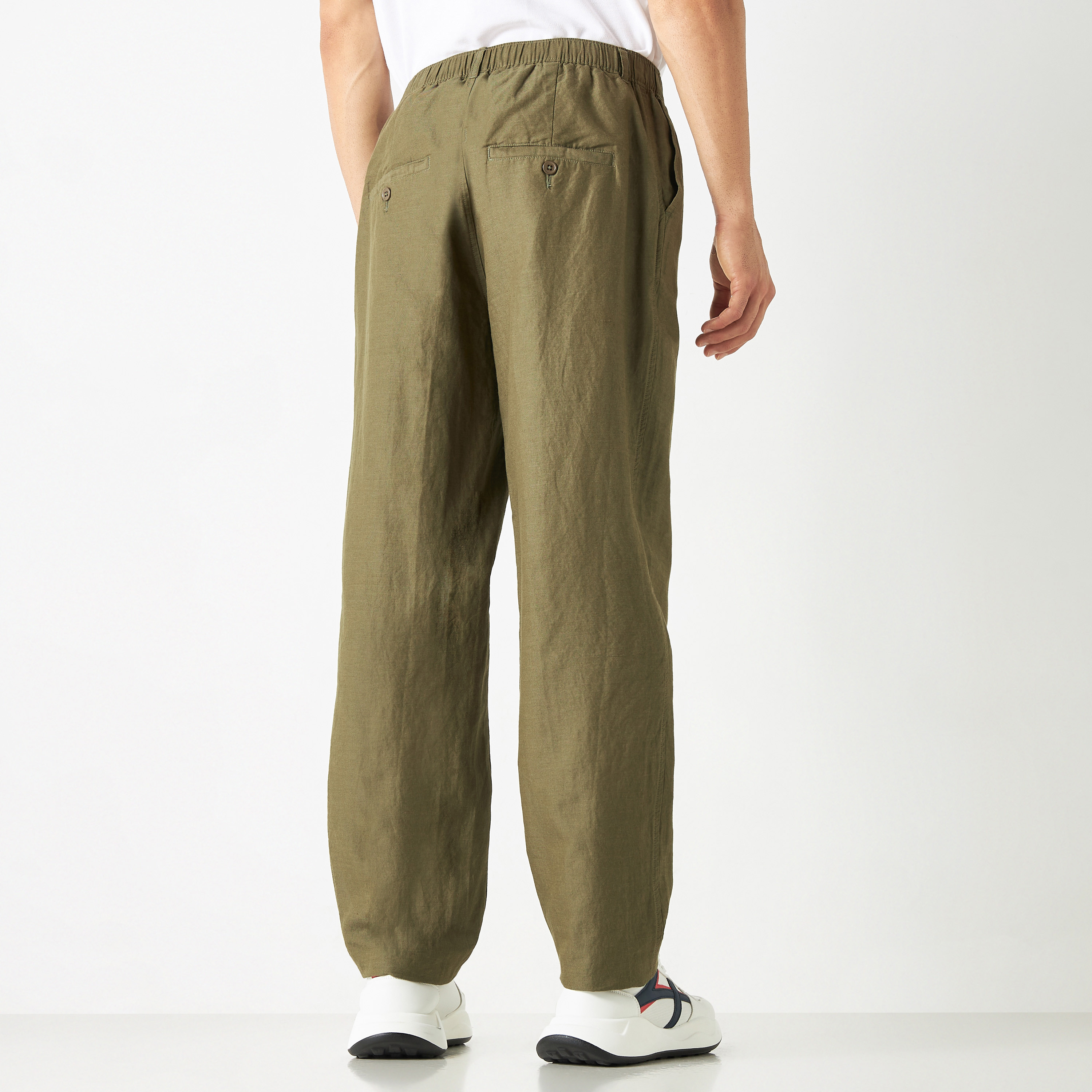 Linen Blend Pants with Button Closure and Pockets-men-clothing-bottoms-joggers-image-4