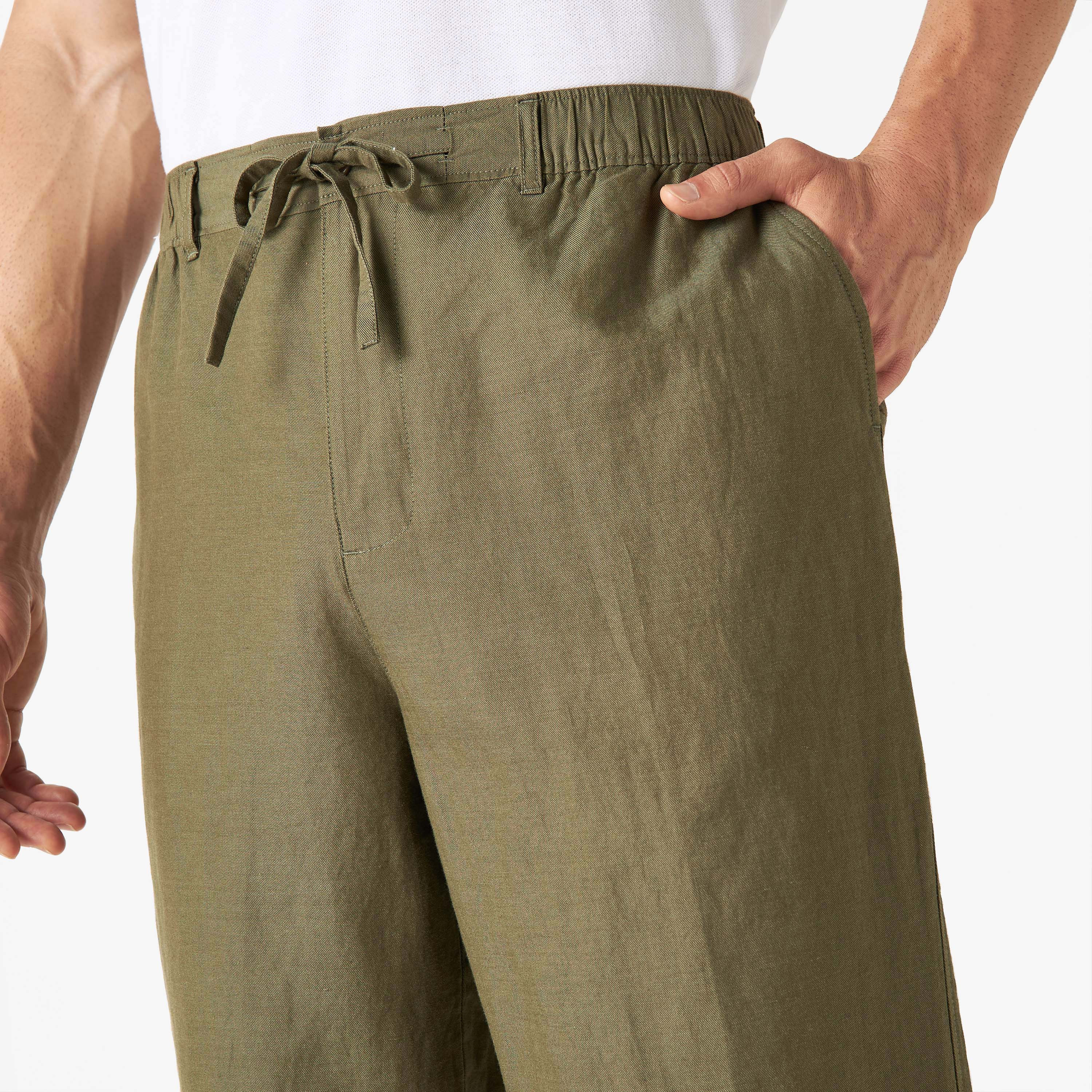 Linen Blend Pants with Button Closure and Pockets-men-clothing-bottoms-joggers-image-5