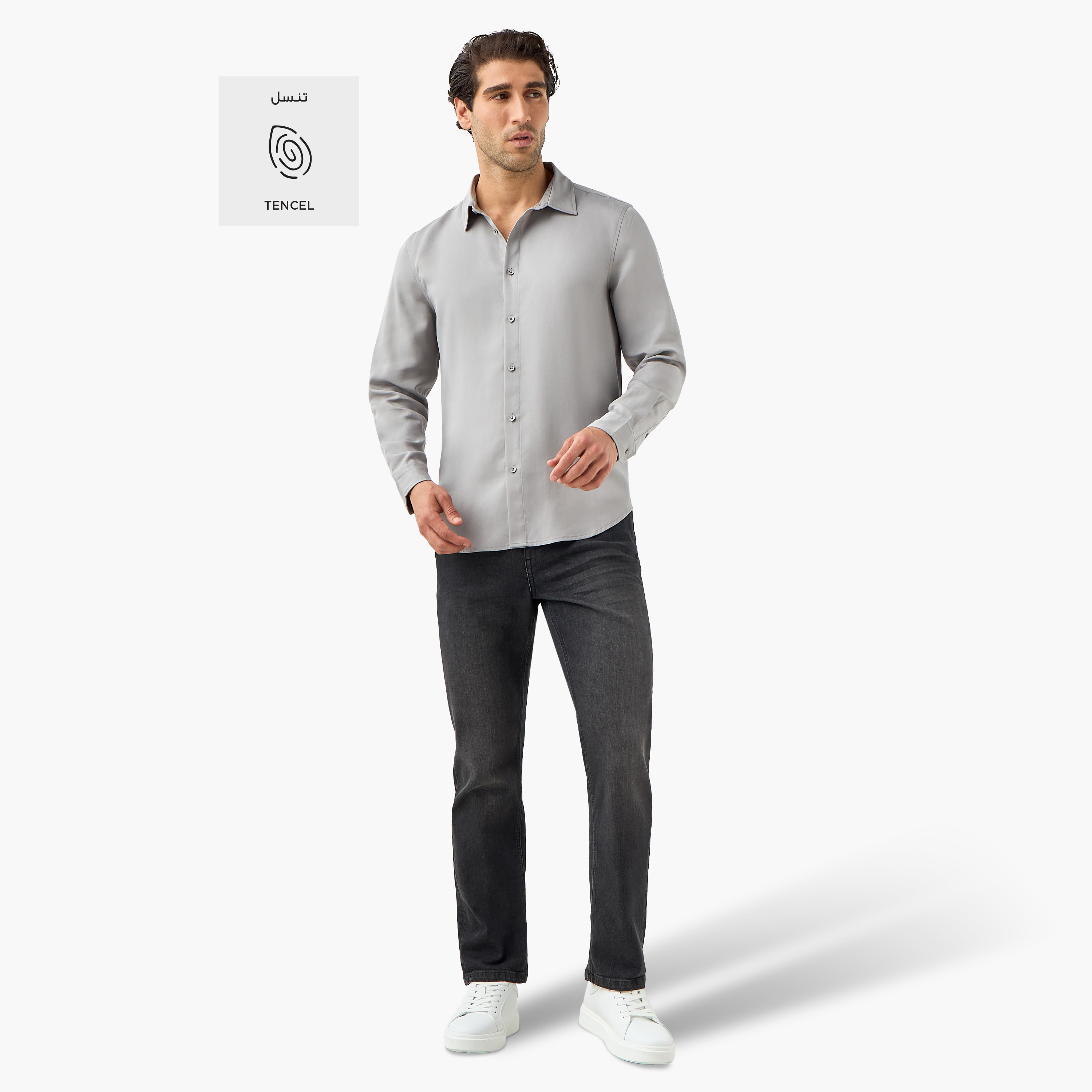 قميص بأكمام طويلة وقصة عادية-men-clothing-shirts-image-2