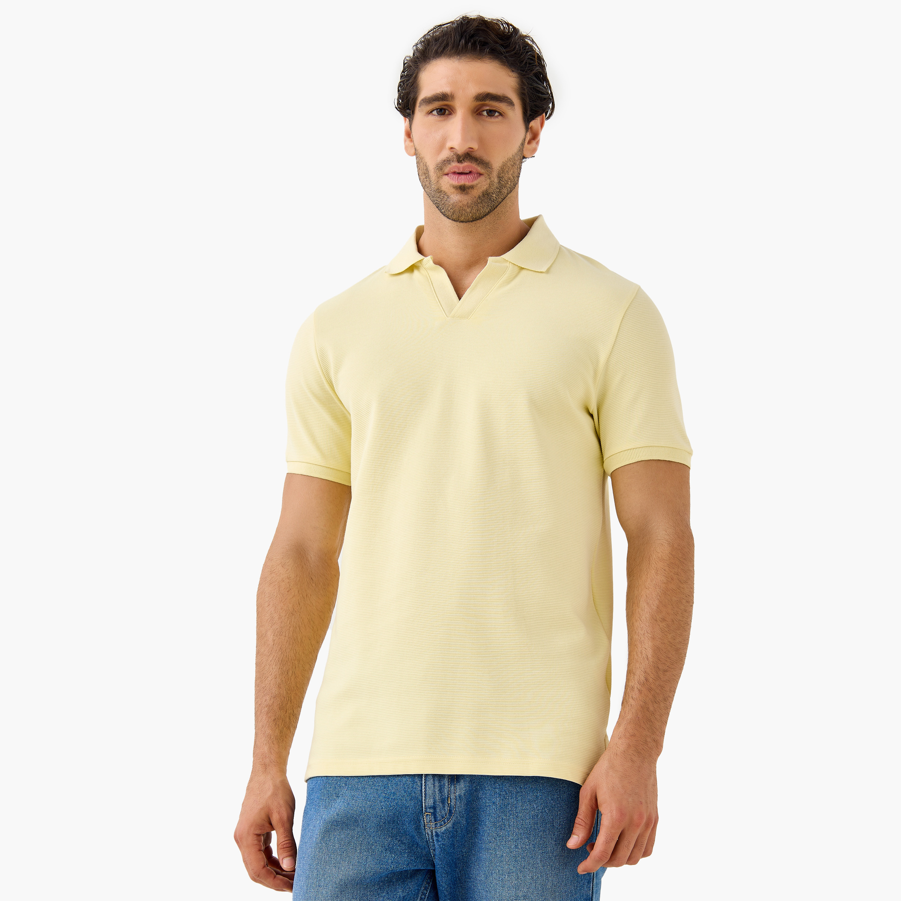 تيشيرت بولو بأكمام قصيرة وقصة عادية-men-clothing-tshirtsandpolos-polos-image-1