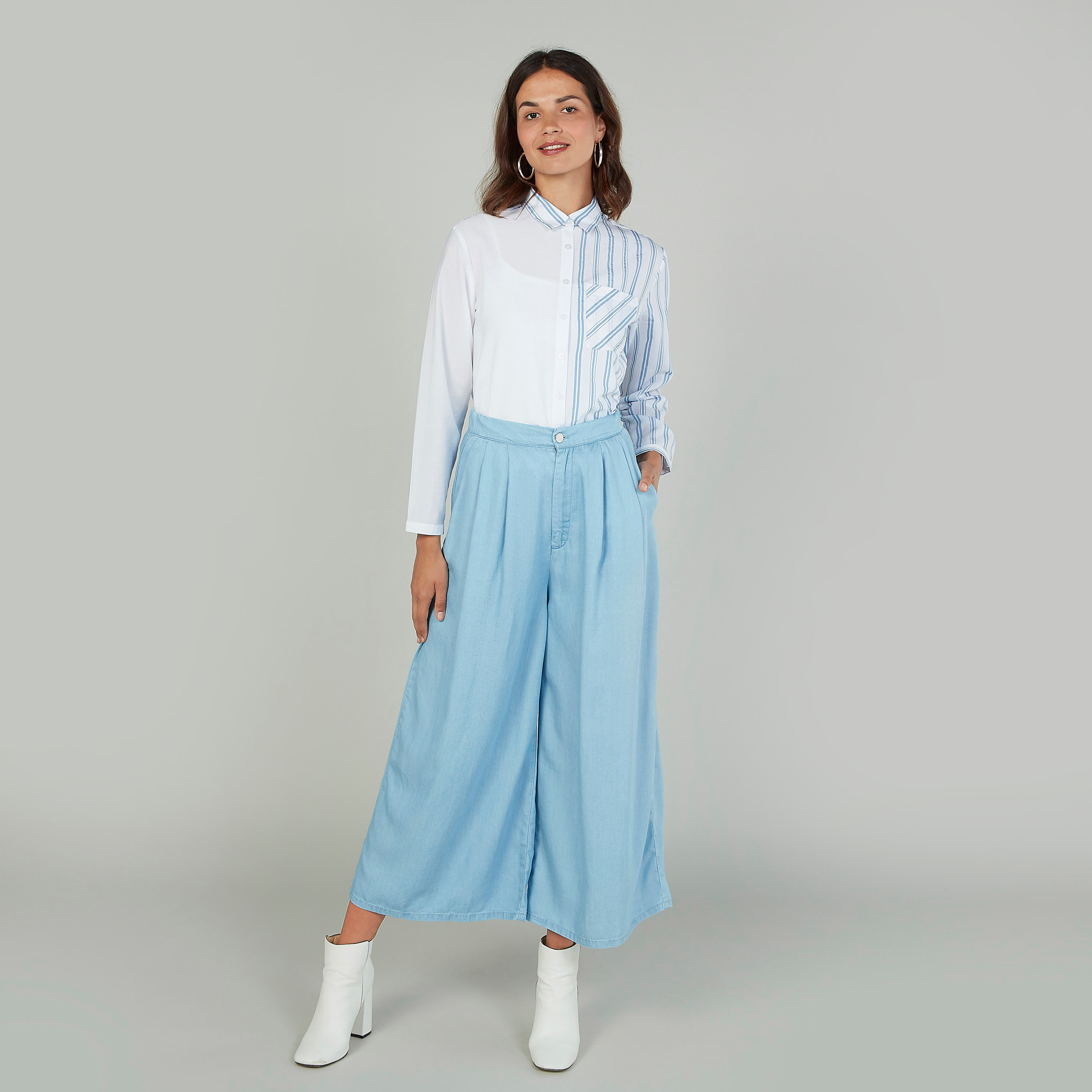Bossini Stripe Detail Shirt with Long Sleeves and Chest Pocket-women-clothing-shirtsandblouses-shirts-image-2