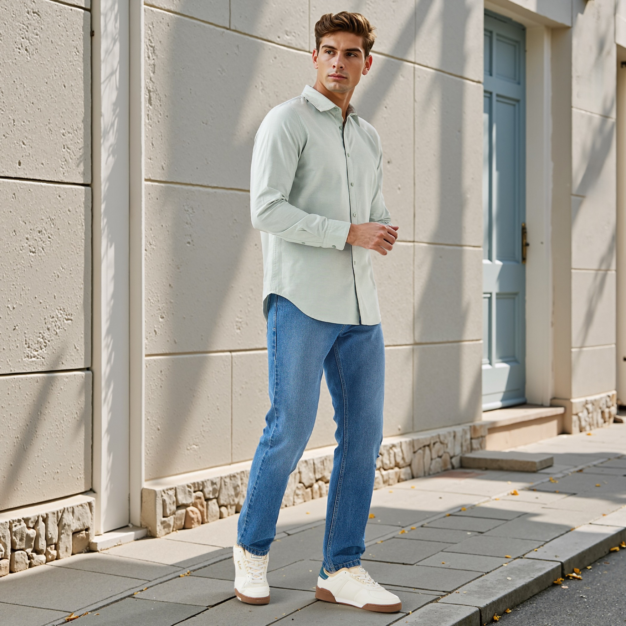 قميص أكسفورد بقصّة سليم وياقة عادية-men-clothing-shirts-image-2