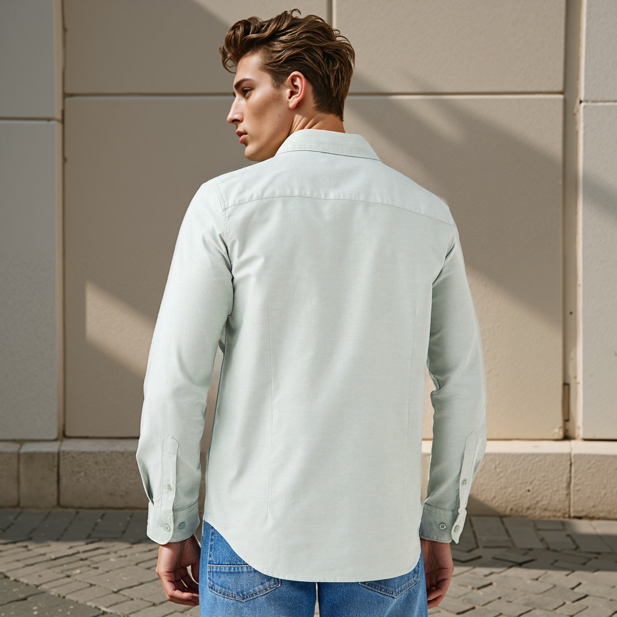 قميص أكسفورد بقصّة سليم وياقة عادية-men-clothing-shirts-image-3