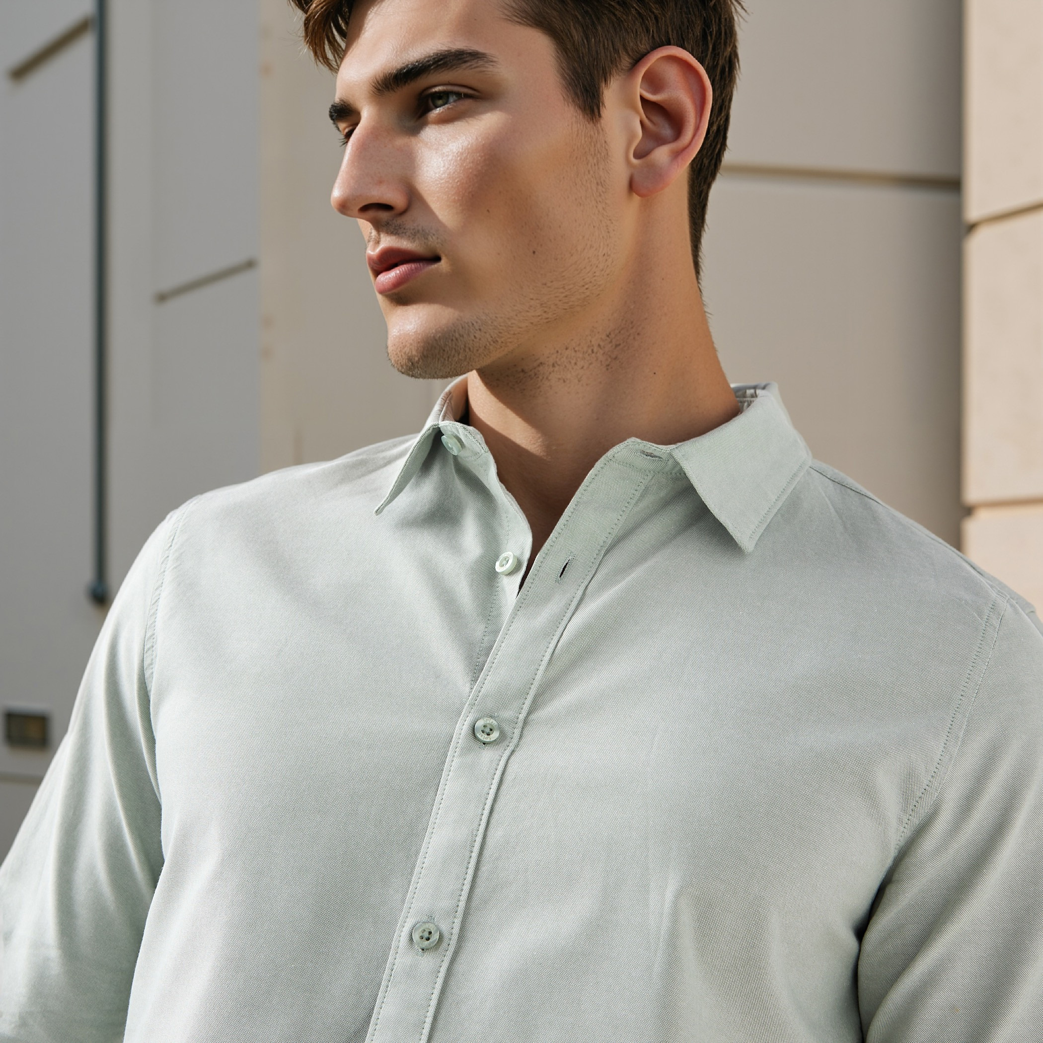قميص أكسفورد بقصّة سليم وياقة عادية-men-clothing-shirts-image-4