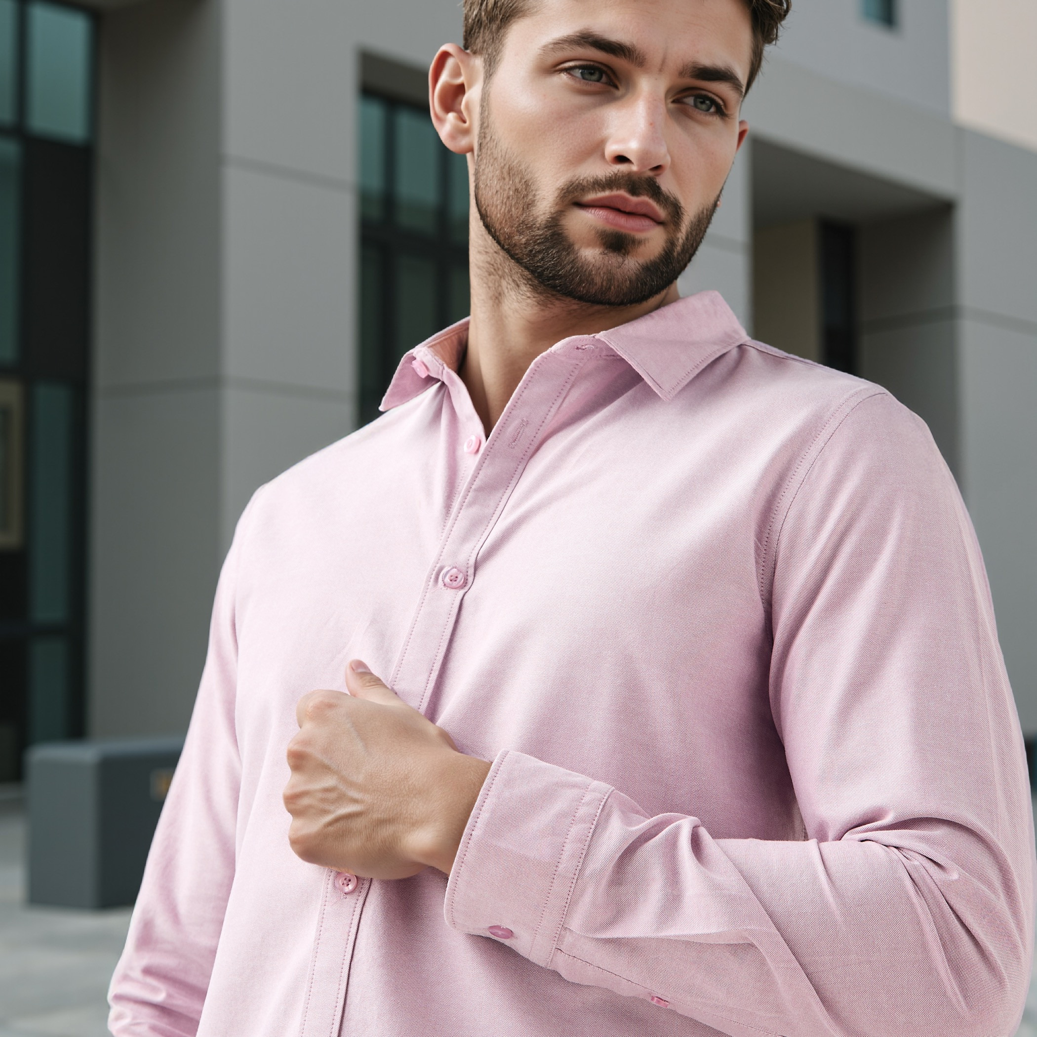 Slim Fit Collared Oxford Shirt-men-clothing-shirts-image-4