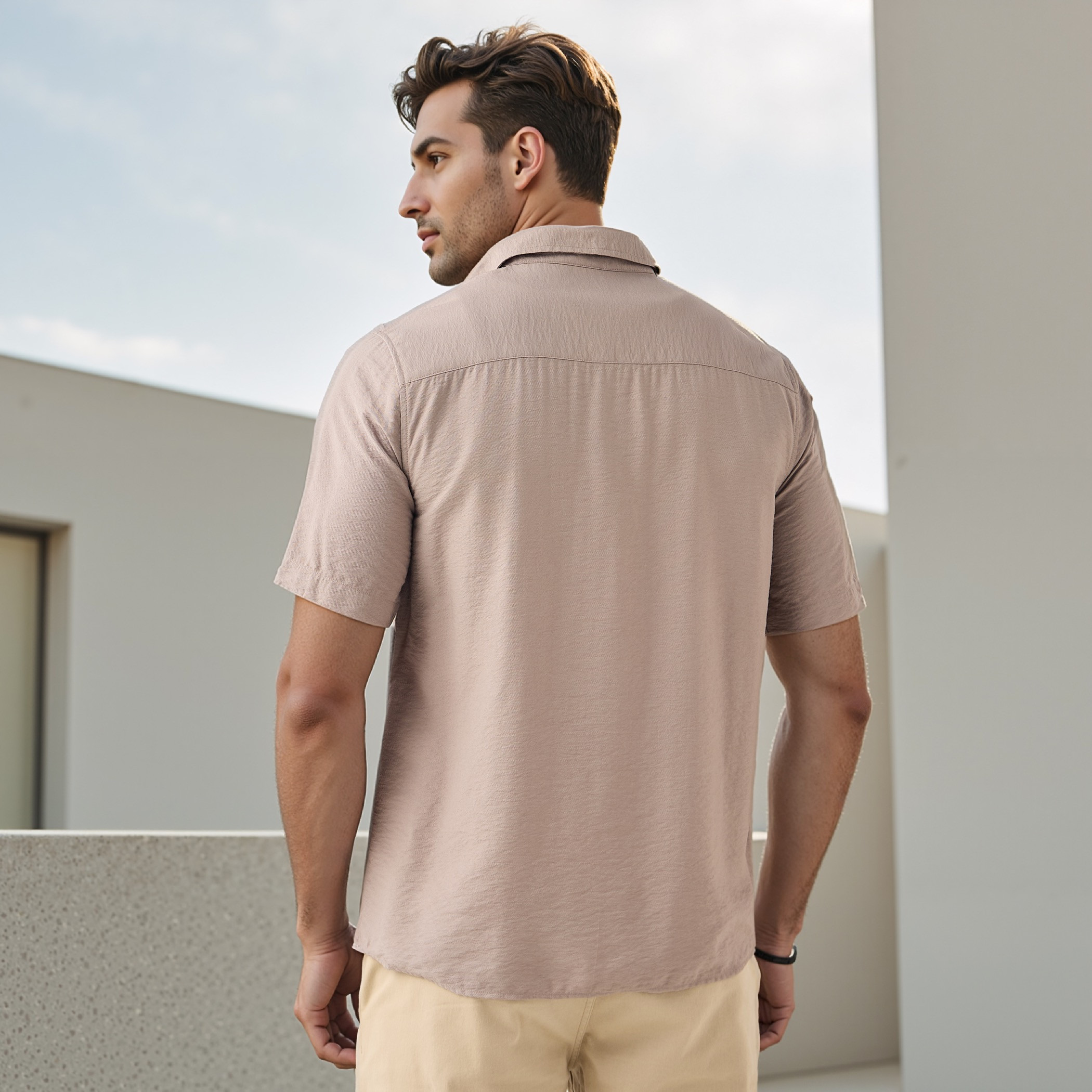 Regular Fit Crinkle Textured Collared Shirt-men-clothing-shirts-image-3