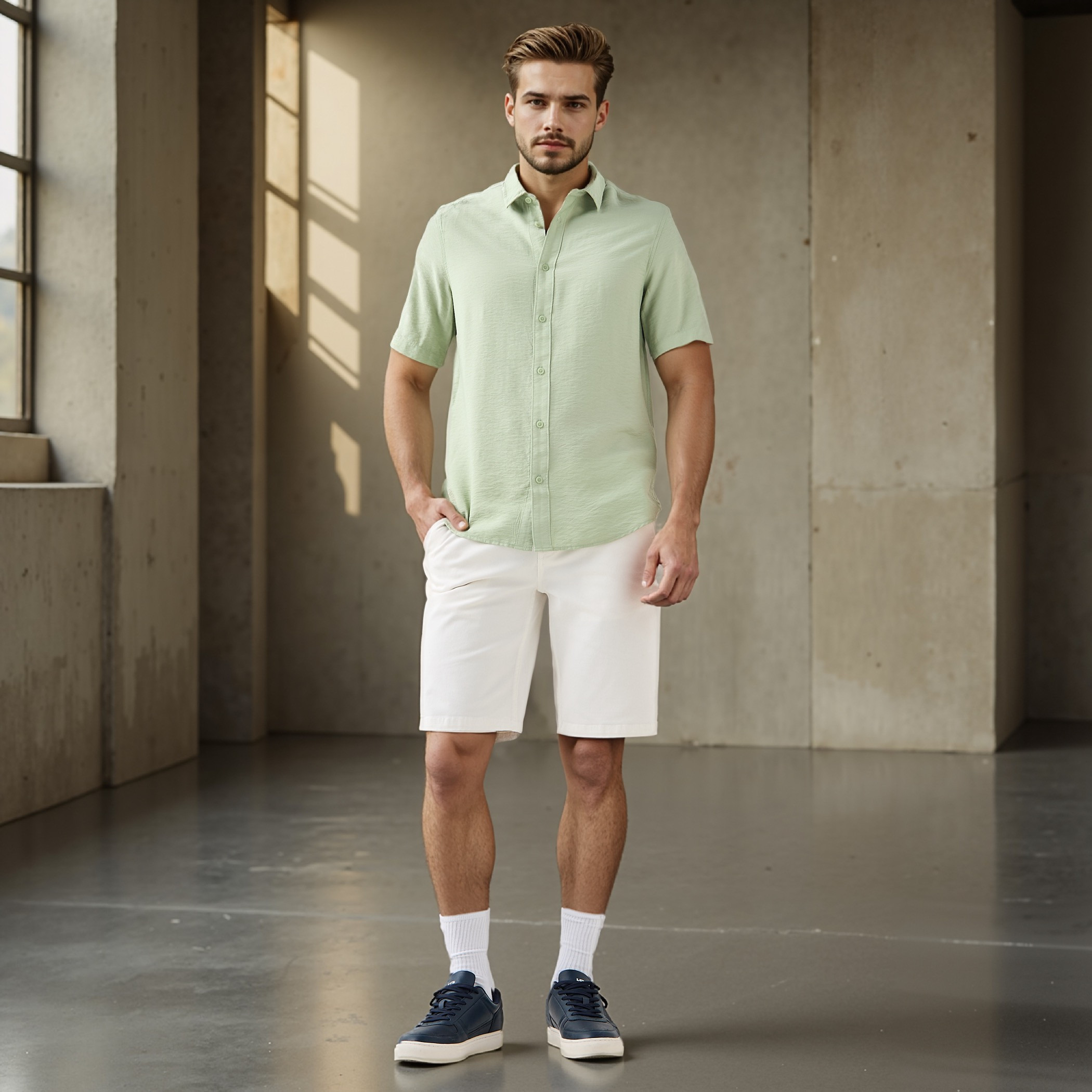Regular Fit Crinkle Textured Collared Shirt-men-clothing-shirts-image-2