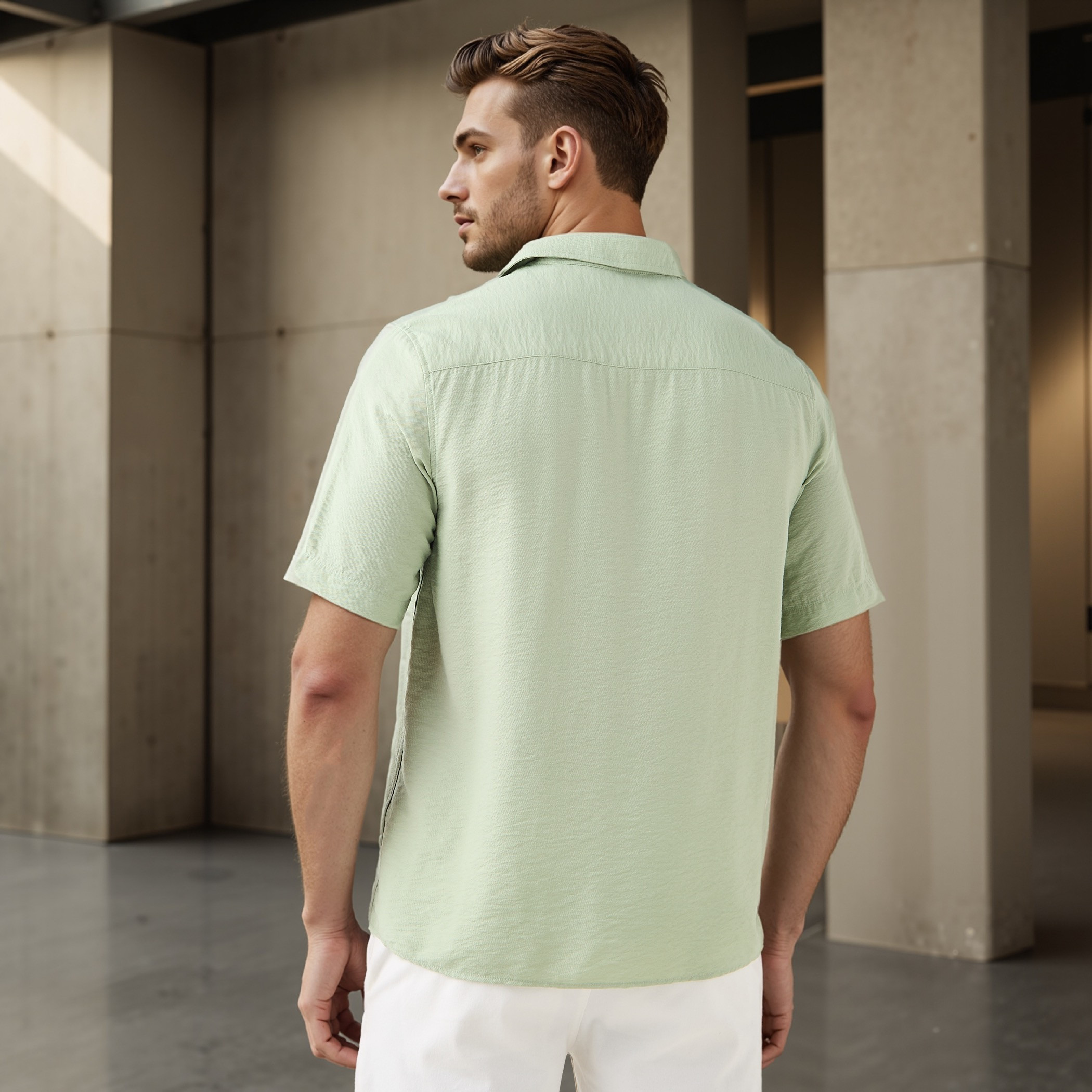 Regular Fit Crinkle Textured Collared Shirt-men-clothing-shirts-image-3
