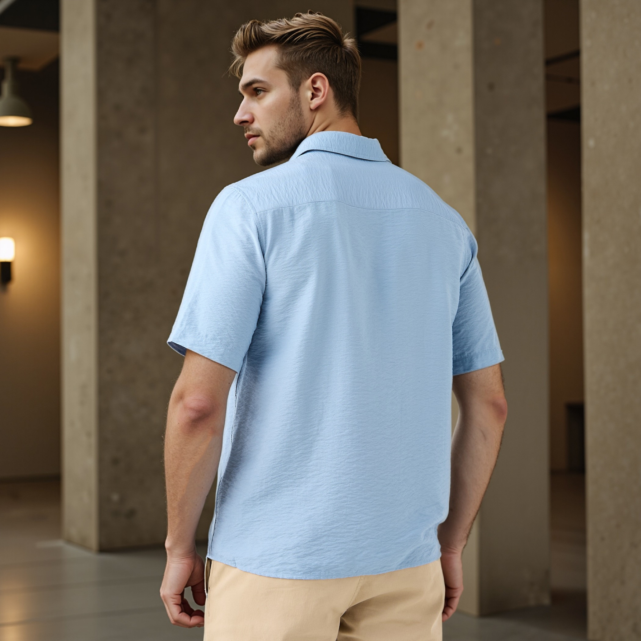 Regular Fit Crinkle Textured Collared Shirt-men-clothing-shirts-image-3