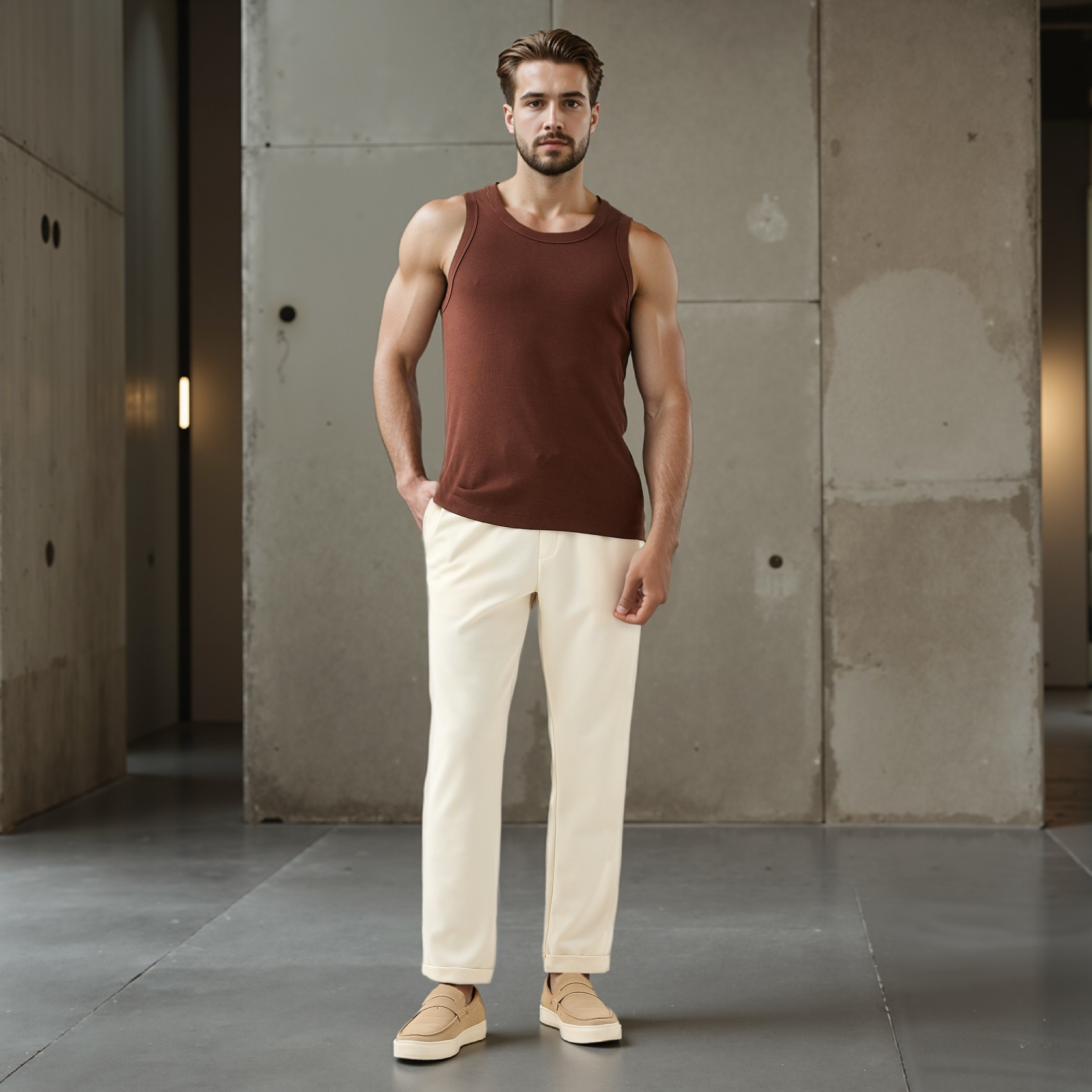 Ribbed Sleeveless Vest with Round Neck-men-clothing-tshirtsandpolos-vests-image-2