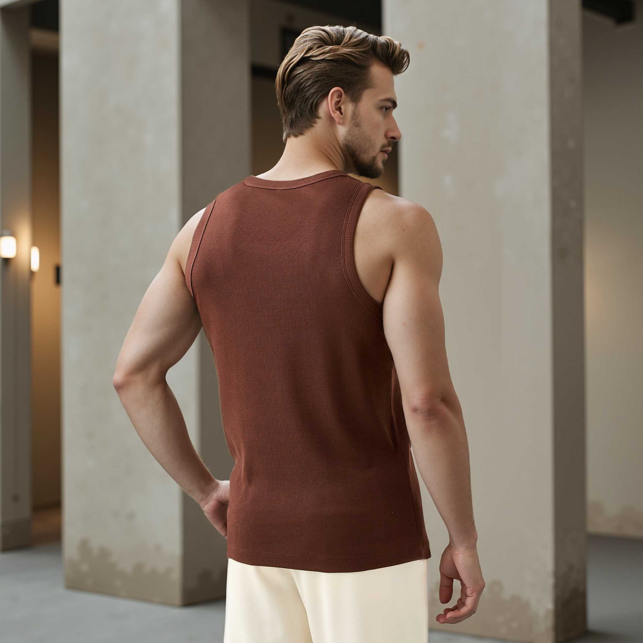 Ribbed Sleeveless Vest with Round Neck-men-clothing-tshirtsandpolos-vests-image-3