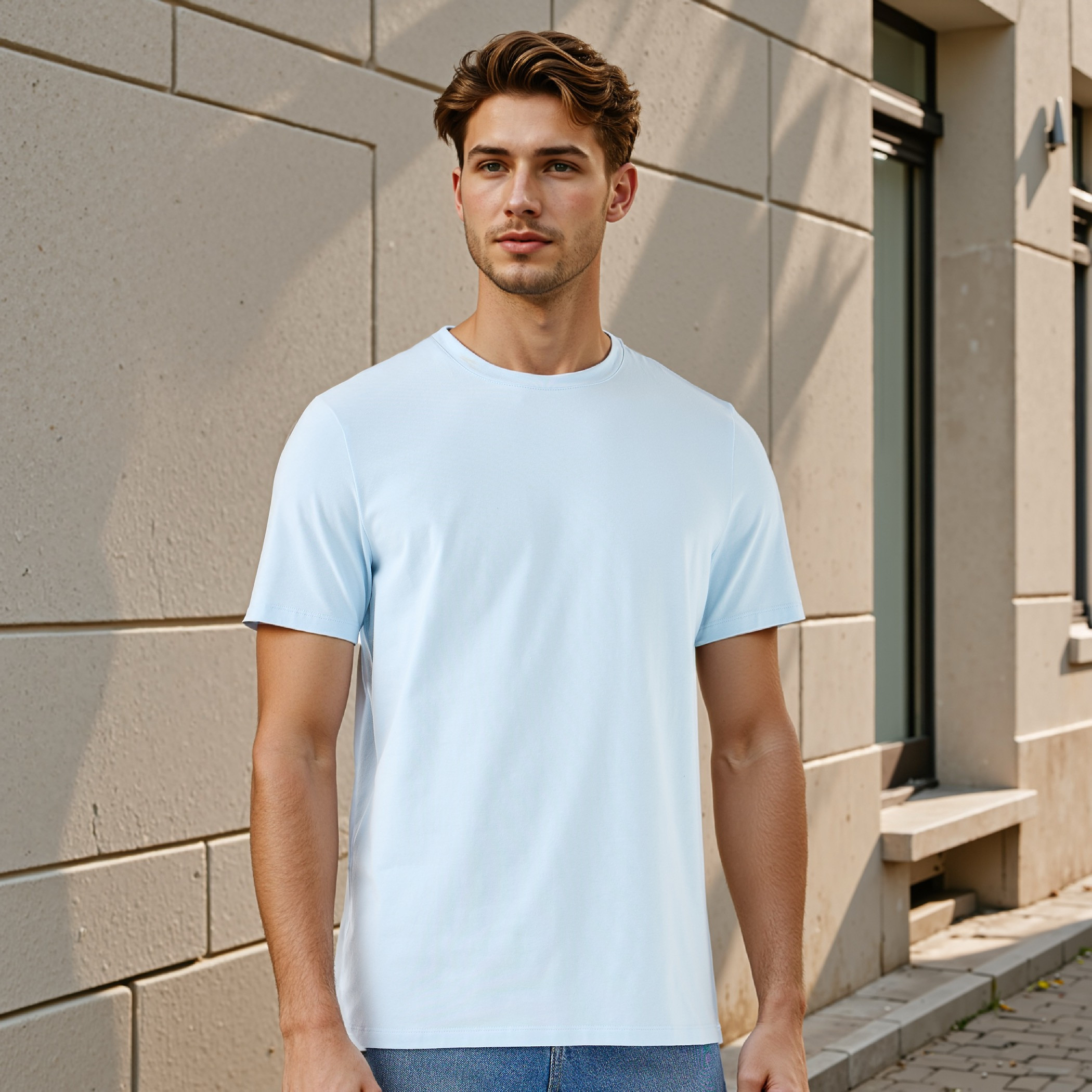 Regular Fit Crew Neck T-shirt with Short Sleeves-men-clothing-tshirtsandpolos-tshirts-image-1