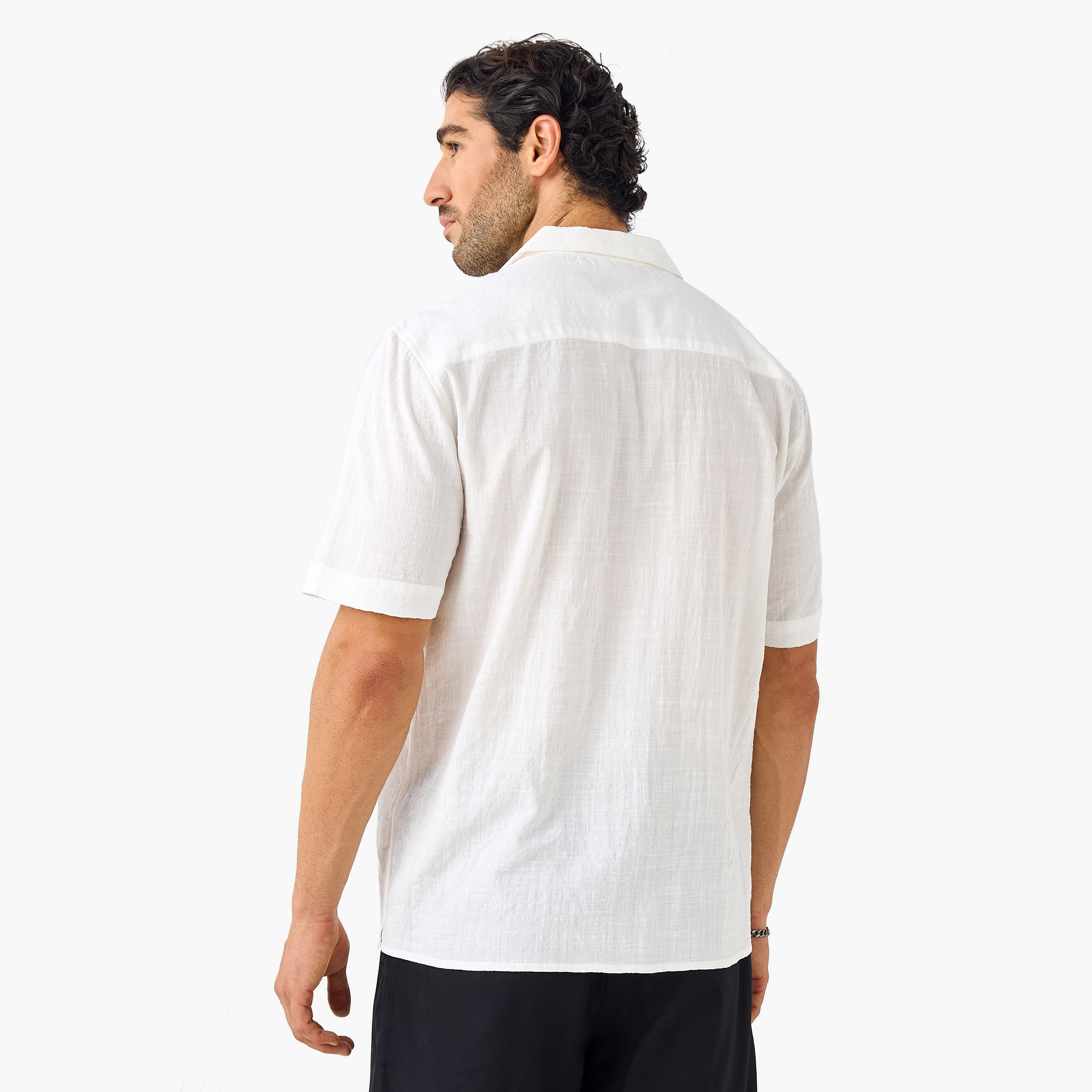 Seersucker Textured Resort Collar Shirt-men-clothing-shirts-image-3