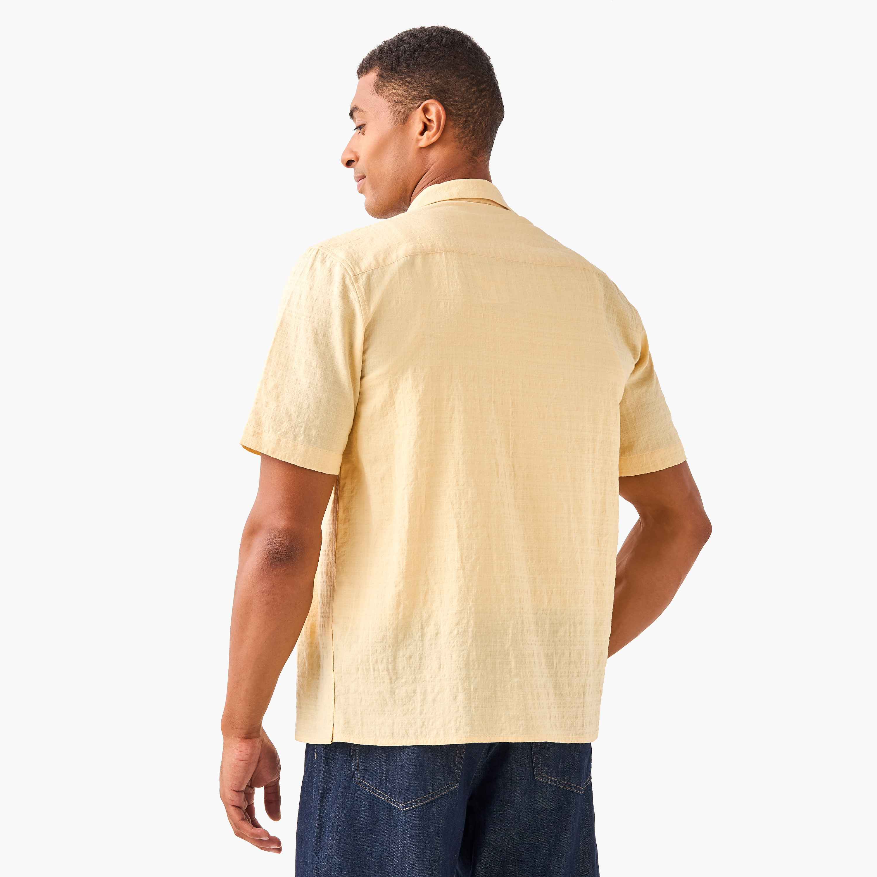 Seersucker Textured Resort Collar Shirt-men-clothing-shirts-image-3
