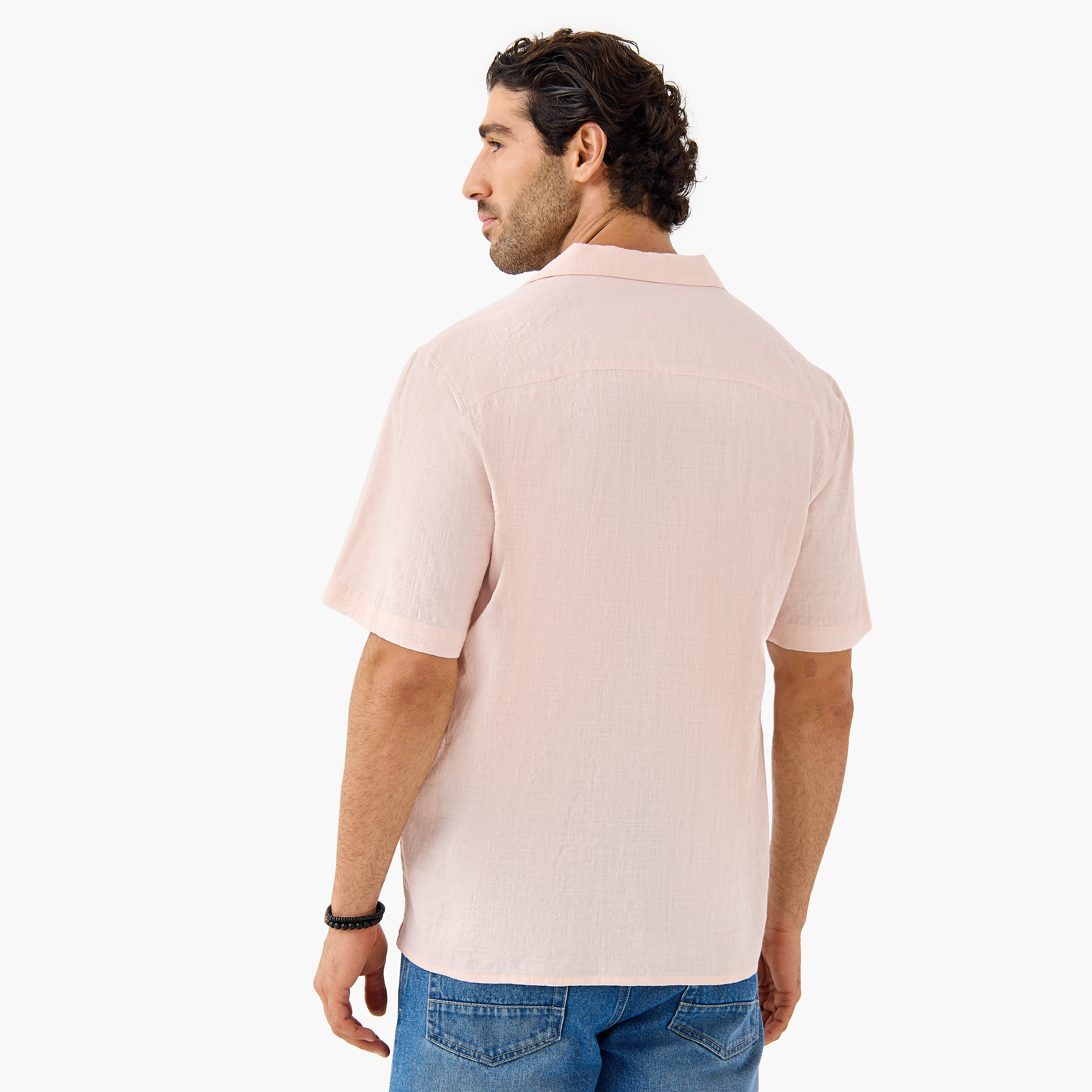 Seersucker Textured Resort Collar Shirt-men-clothing-shirts-image-3