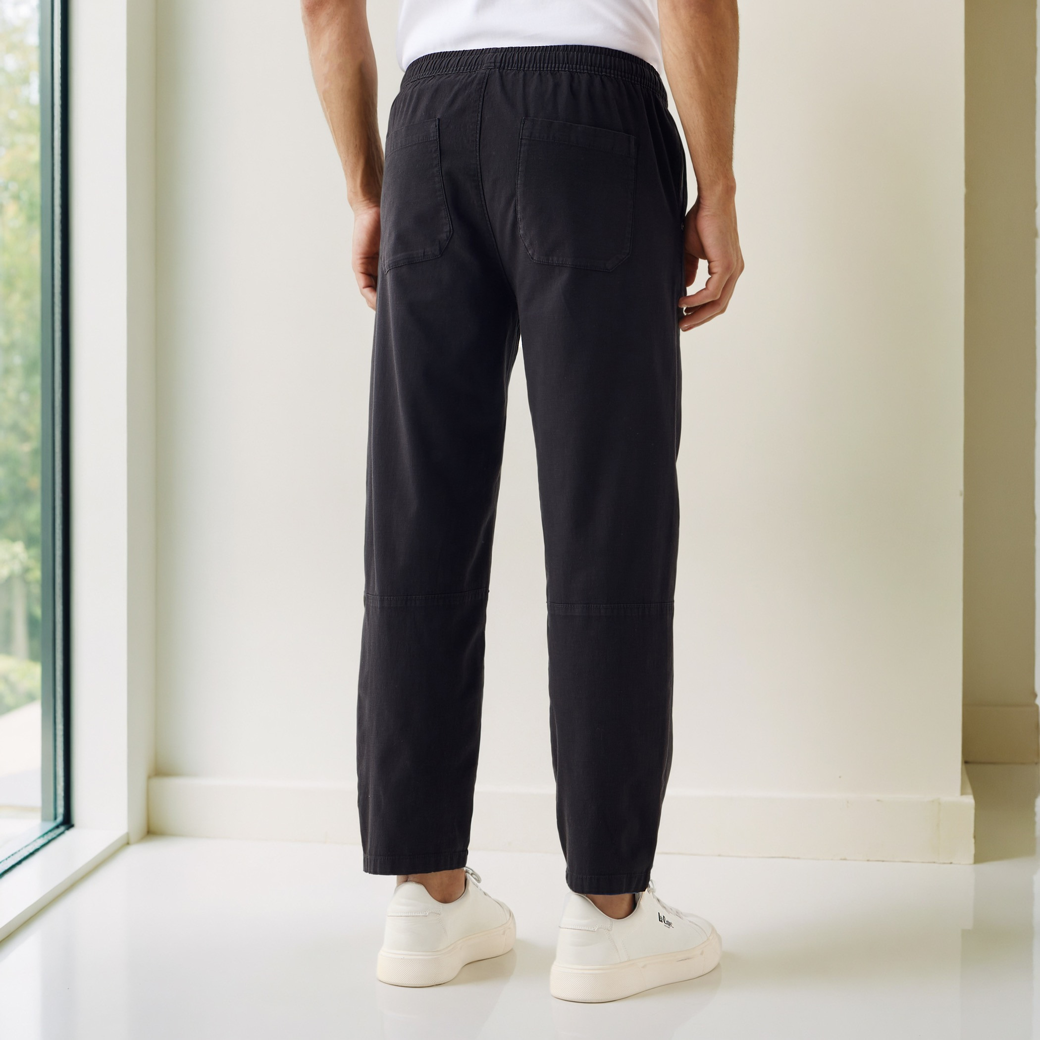 Regular Fit Flexi Waist Trousers with Pockets-men-clothing-bottoms-trousersandchinos-trousers-image-3