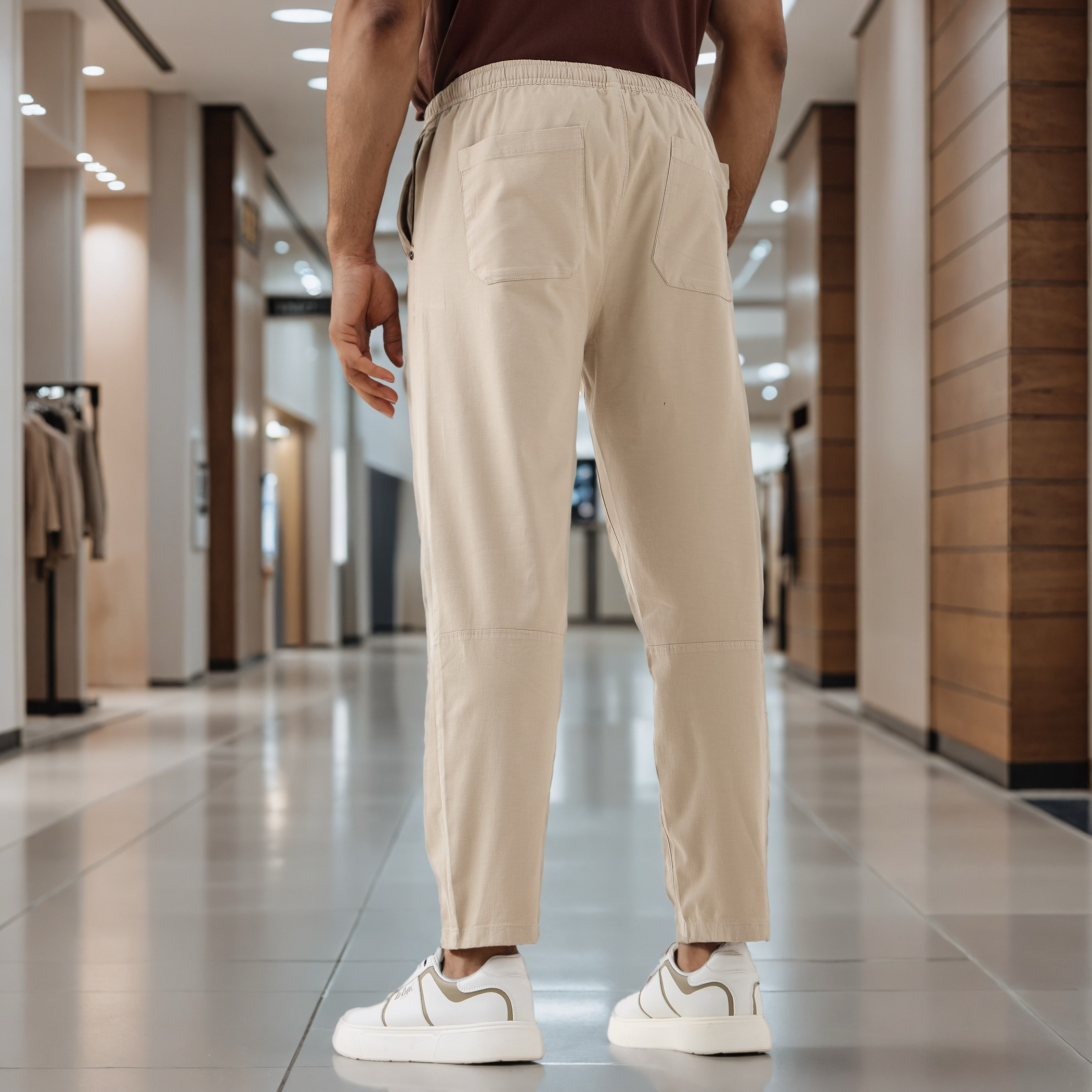 Regular Fit Flexi Waist Trousers with Pockets-men-clothing-bottoms-trousersandchinos-trousers-image-3