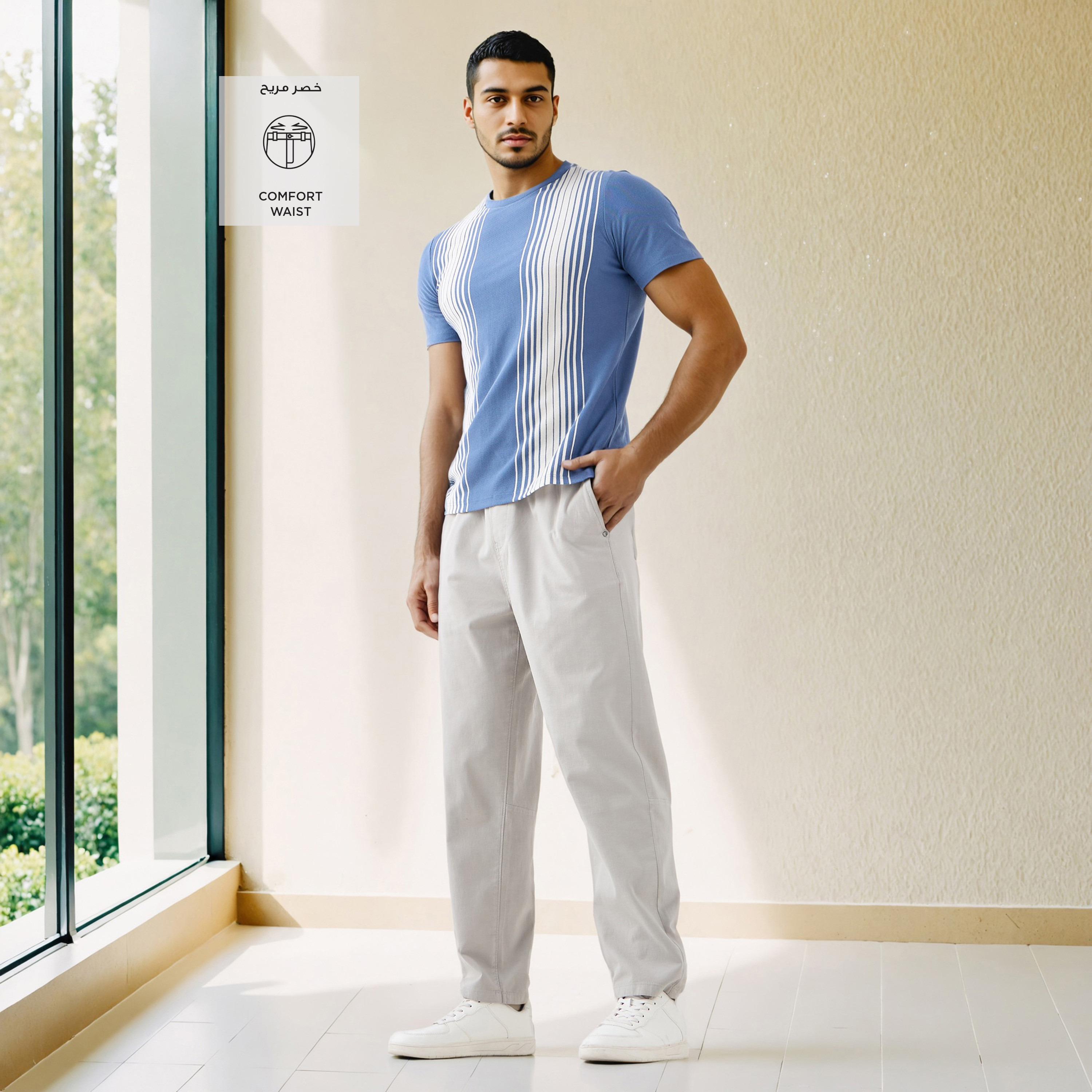 Regular Fit Flexi Waist Trousers with Pockets-men-clothing-bottoms-trousersandchinos-trousers-image-17